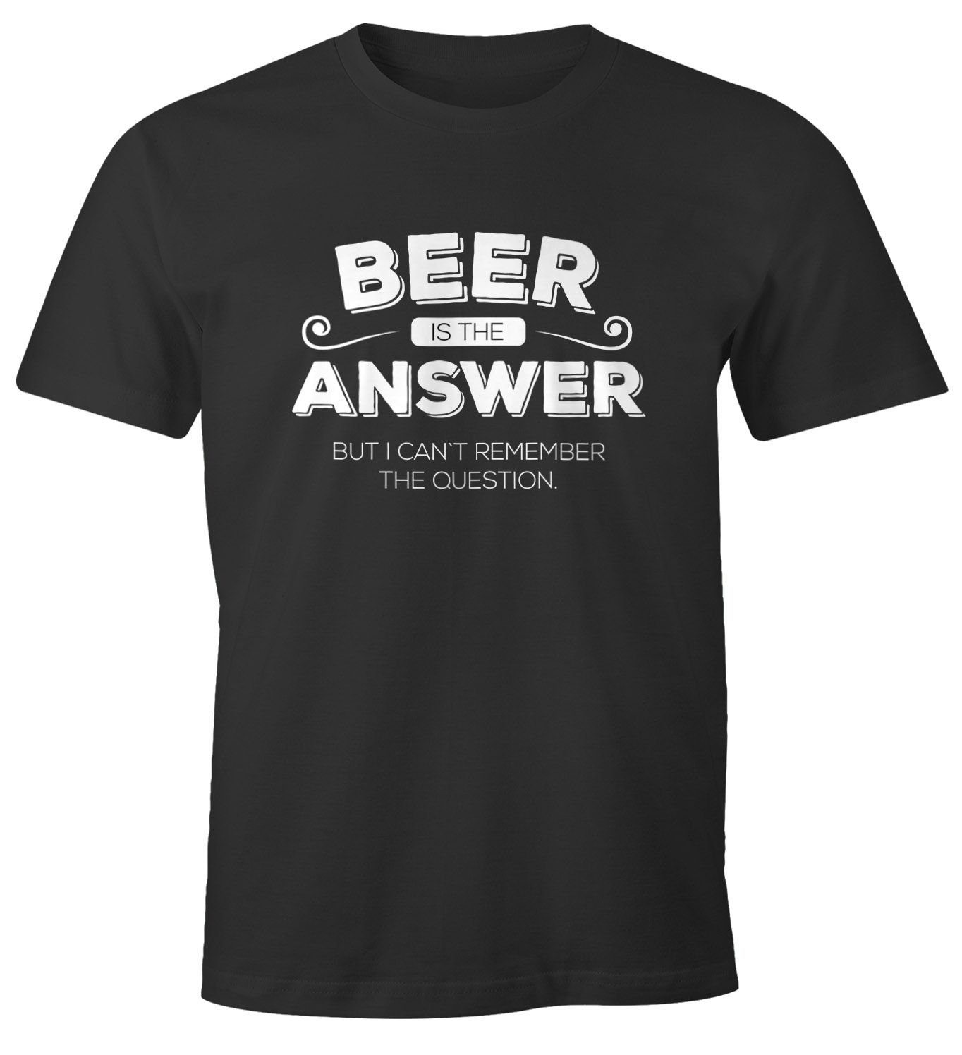 MoonWorks Print-Shirt Herren T-Shirt Beer is the Answer lustiges Trink Shirt Saufen Bier Party Moonworks® mit Print