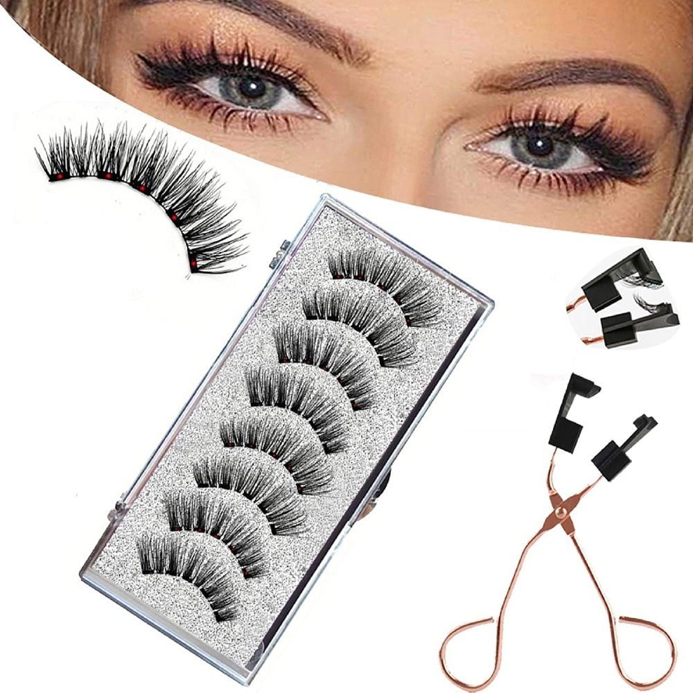 Jormftte Bandwimpern Natürlich Magnetic Fake Lashes,ohne Eyeliner, Sätze