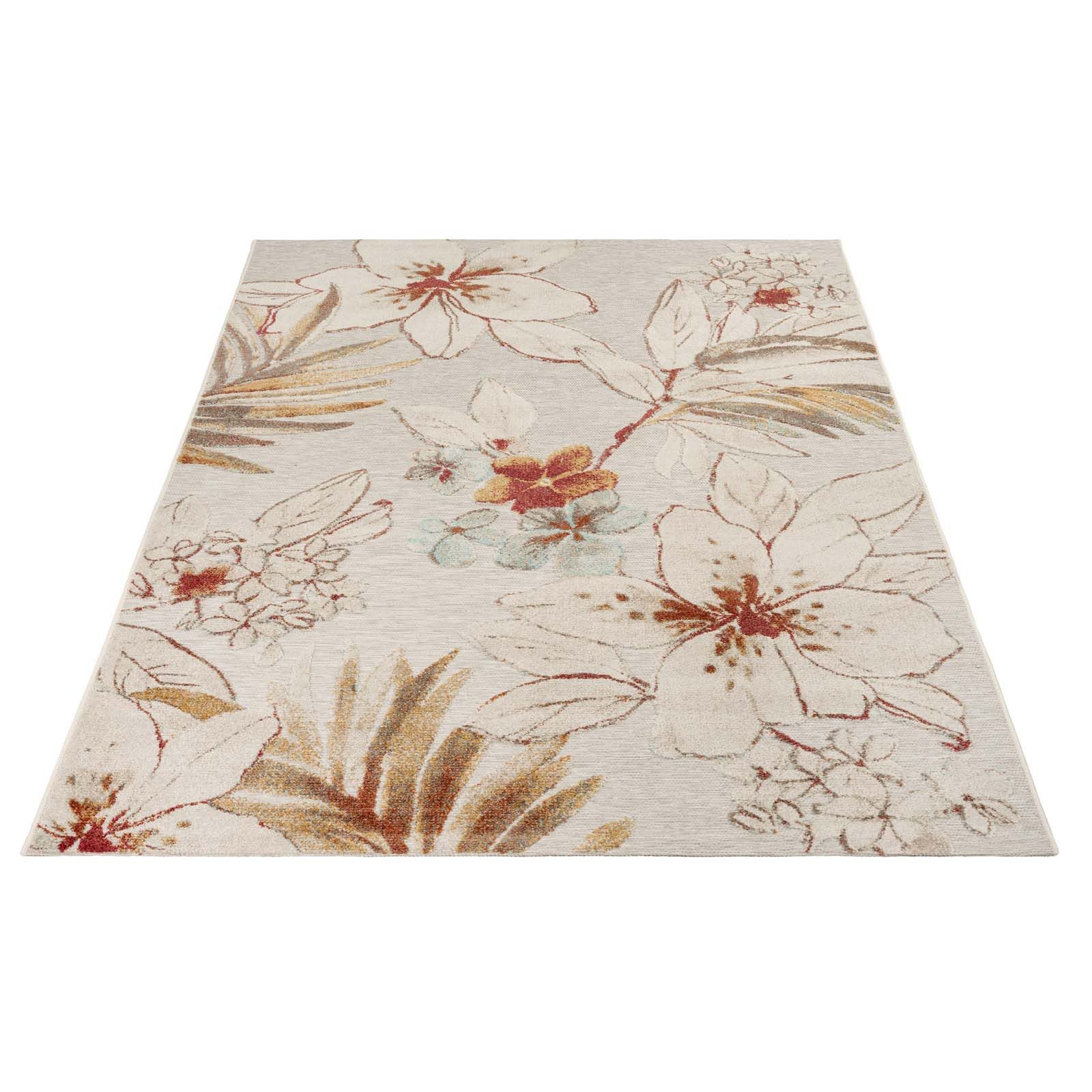 TaraCarpet Teppich TaraCarpet In und Outdoor Teppich Fantasy Lilie, rechteckig, Höhe: 5 mm, Lilie grau Wohnzimmer Balkon Terrasse Esszimmer 160X230