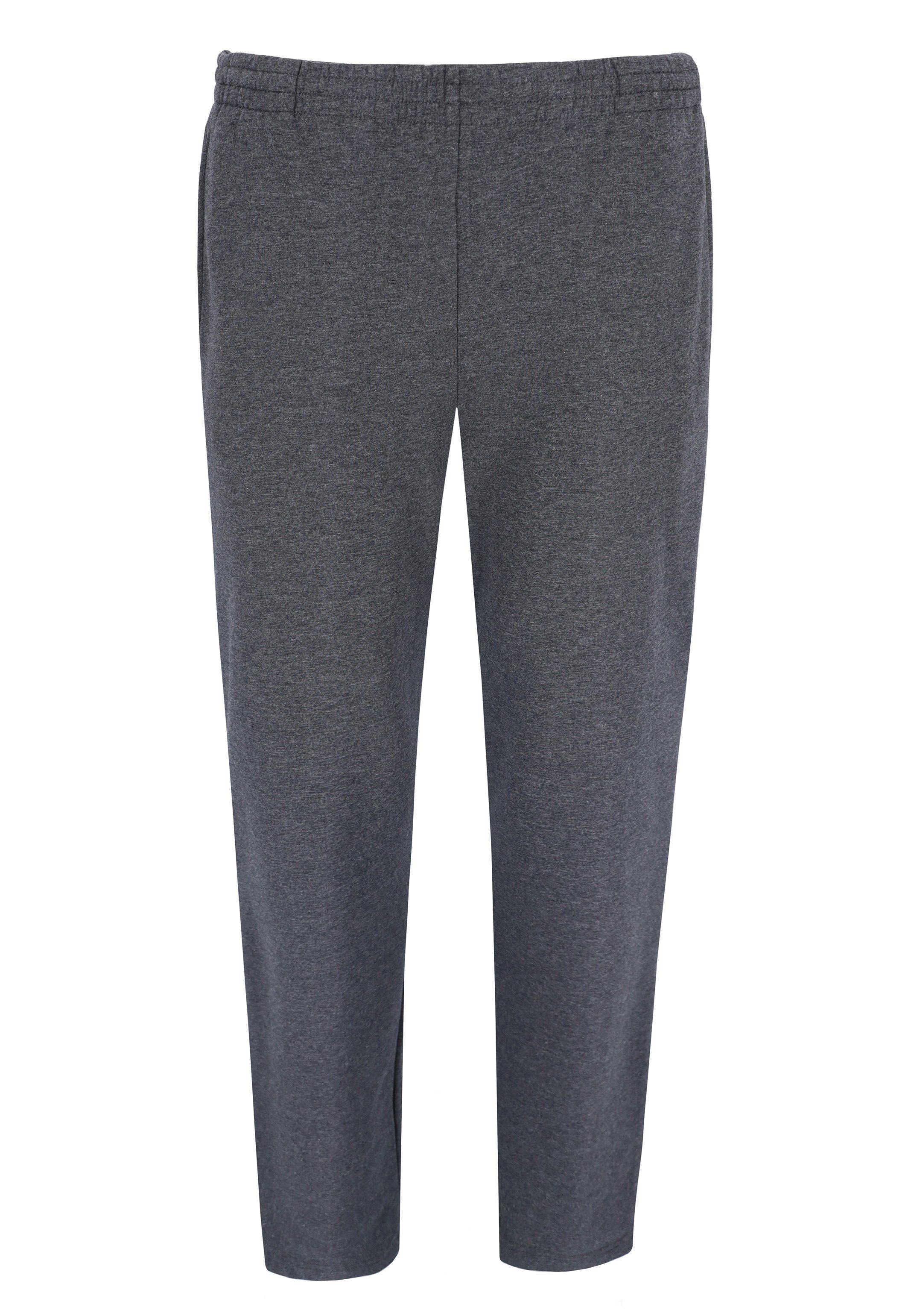 Jogginghose - Freizeit Hosentaschen (1-tlg) Anthrazit / Baumwolle Hajo Hose Jogginghose mit Melange Stay - zwei Fresh Lange