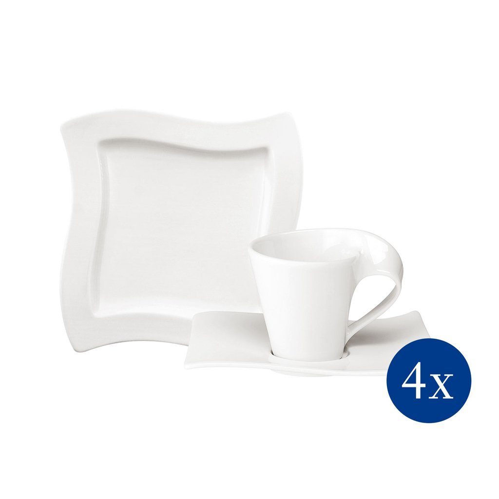 Villeroy & Boch Kaffeeservice NewWave Kaffeeservice 12-teilig (12-tlg), 4 Personen, Porzellan