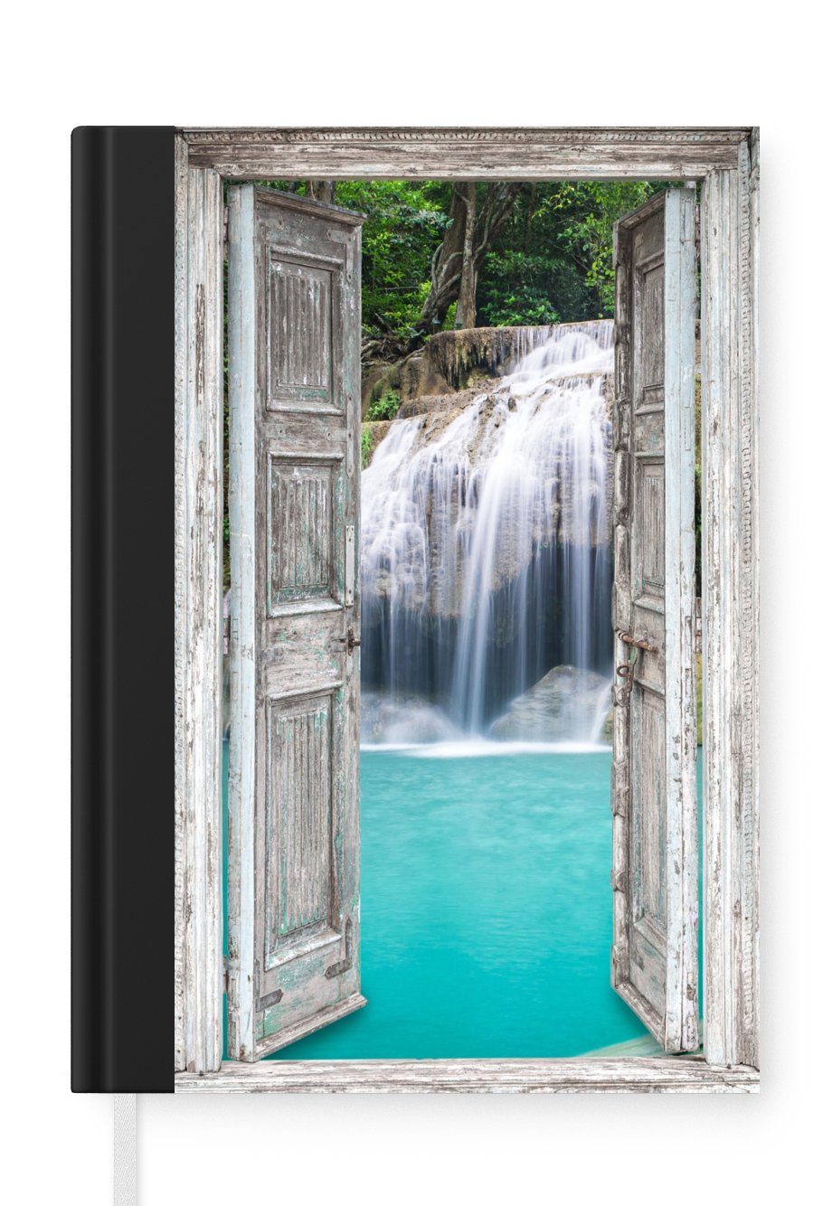 MuchoWow Notizbuch Aussicht - Wasserfall - Natur - Landschaft, Journal, Merkzettel, Tagebuch, Notizheft, A5, 98 Seiten, Haushaltsbuch | Notizbücher