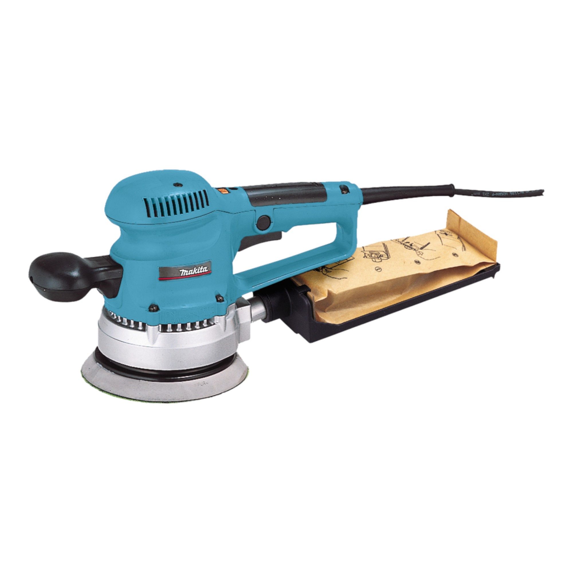 Makita Exzenterschleifer BO 6030 JX Exzenterschleifer 310 Watt 150 mm + Schleifpapier + Makpac