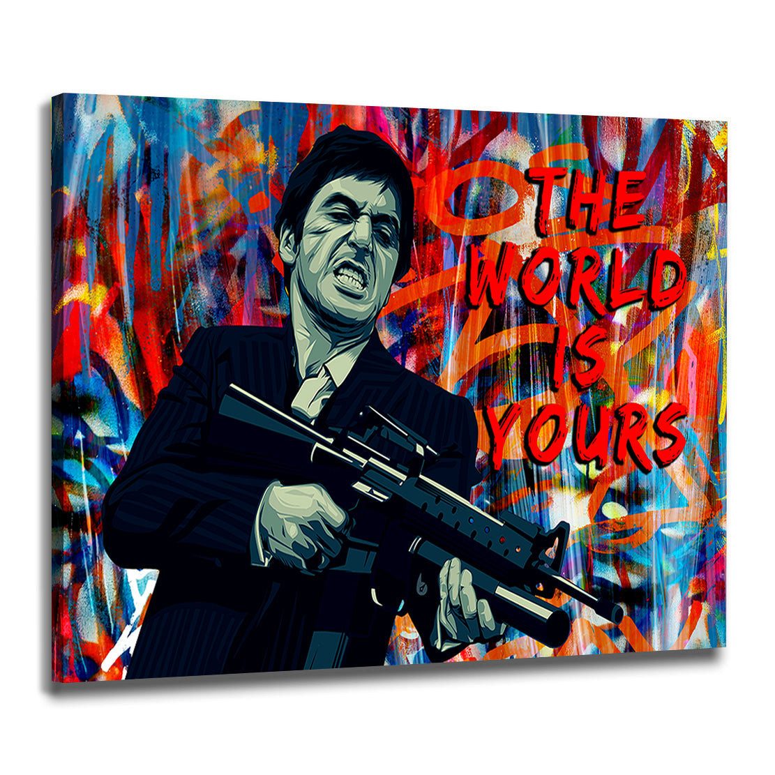Artedinoi Leinwandbild Gangster Scar Face Wandbild Leinwandbild Pop Art Kunstdruck XXL Wandde
