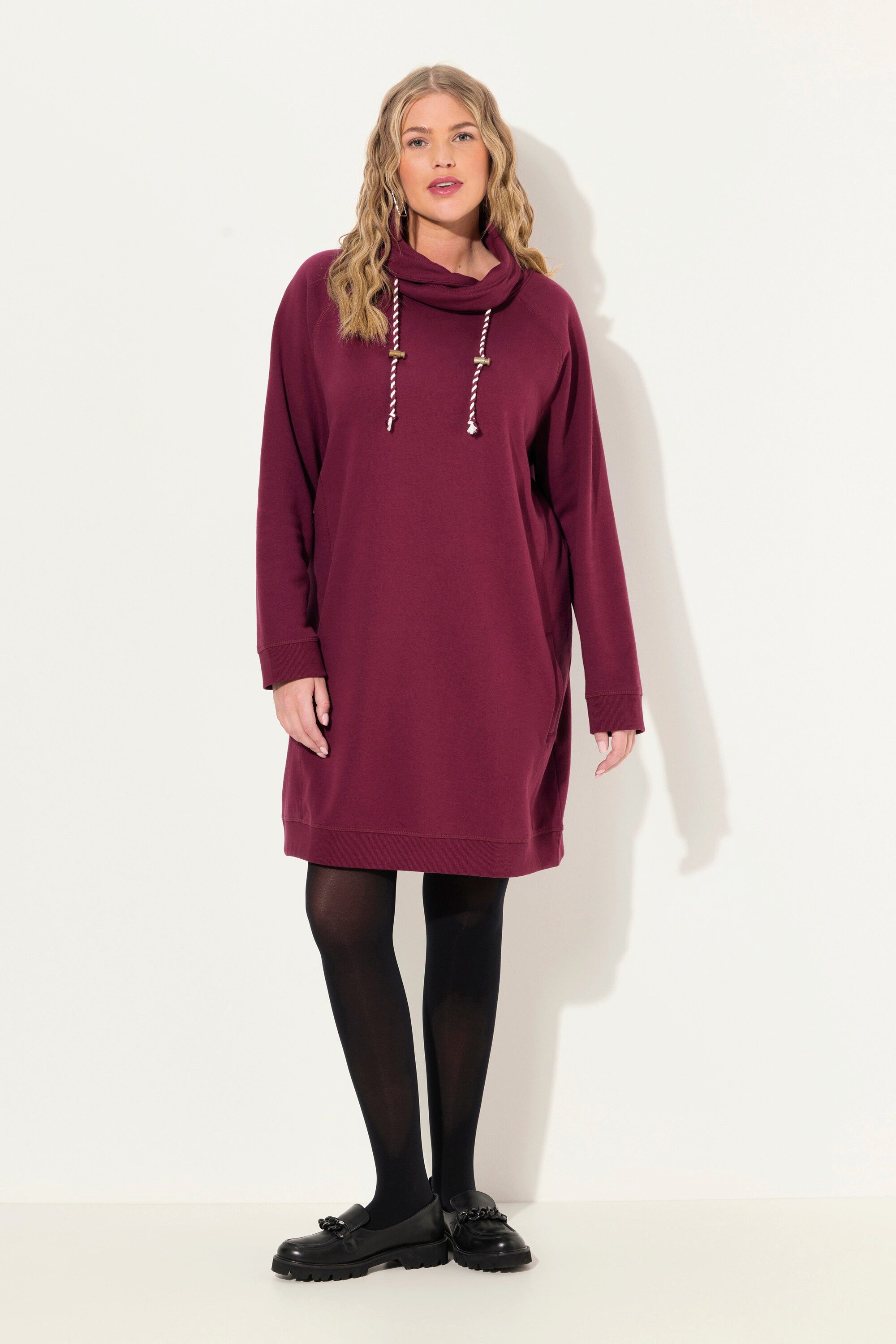 Ulla Popken Jerseykleid Sweatkleid Stehkragen Langarm günstig online kaufen