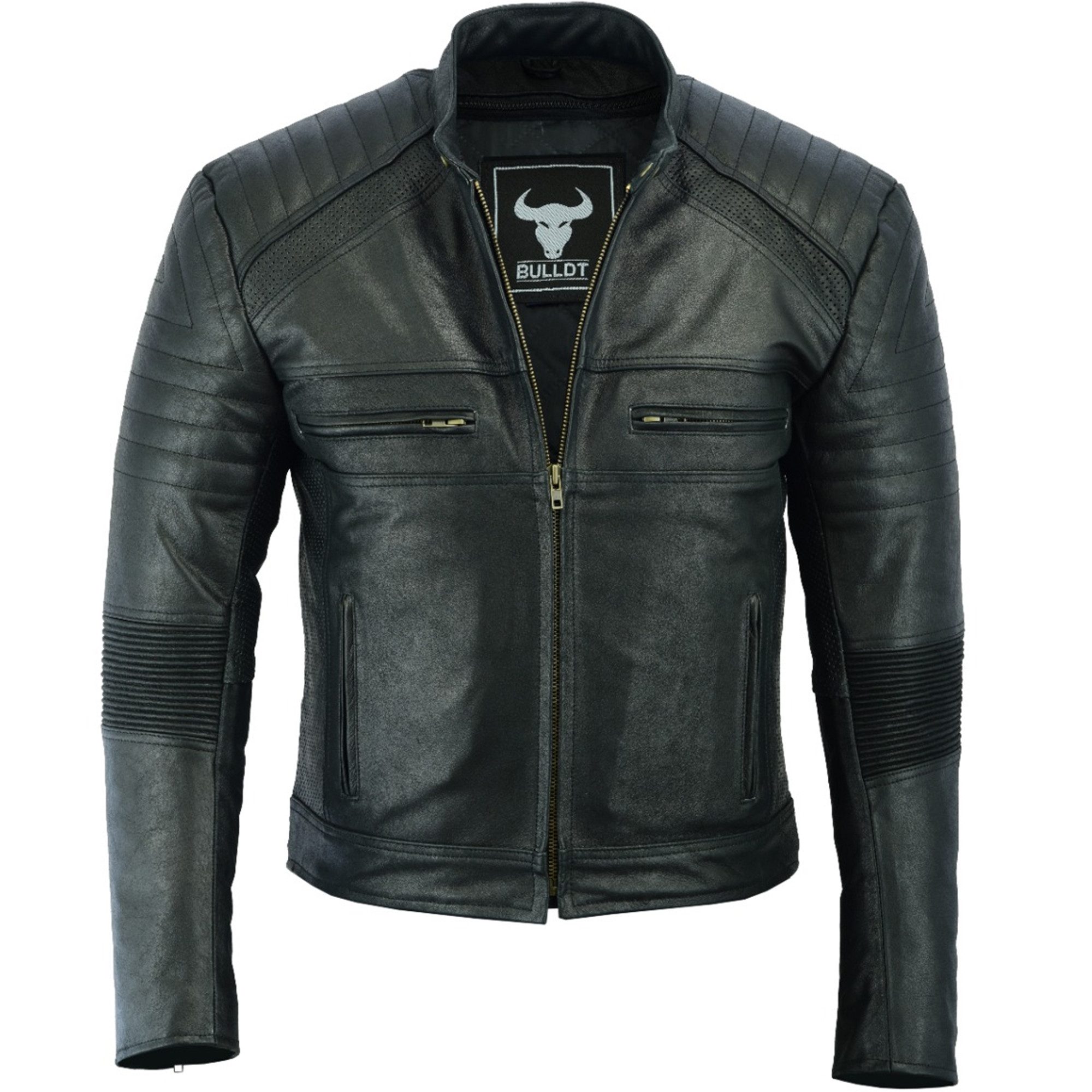 BULLDT Lederjacke GW426J Motorradjacke Vintage Lederjacke Coffe racer rider jacke