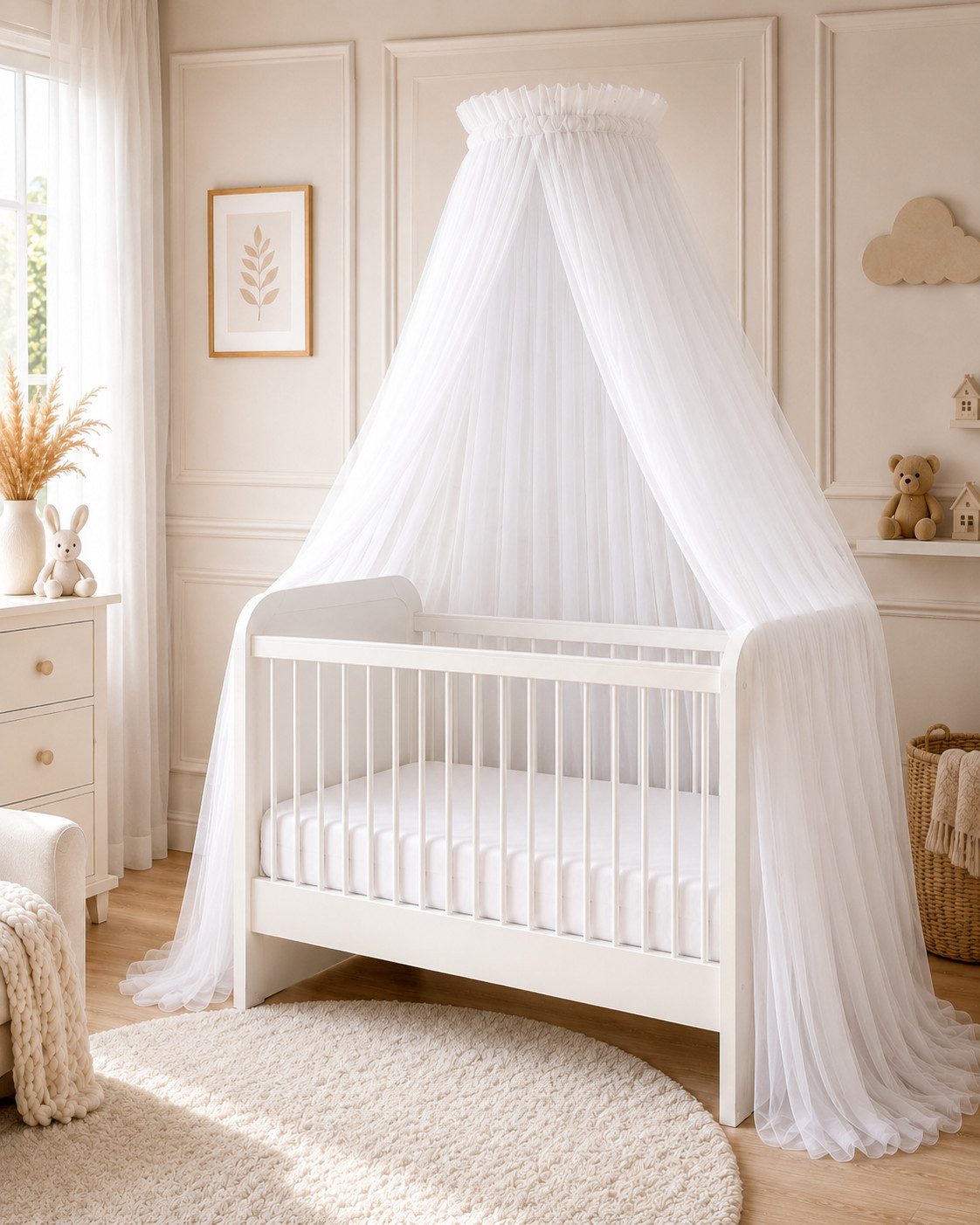 Baby Fancyroom Betthimmel Betthimmel aus 12 Meter Tüll aus 1. Klasse für Kinderbett Gitterbett, Himmel für Babybett Kinderbett