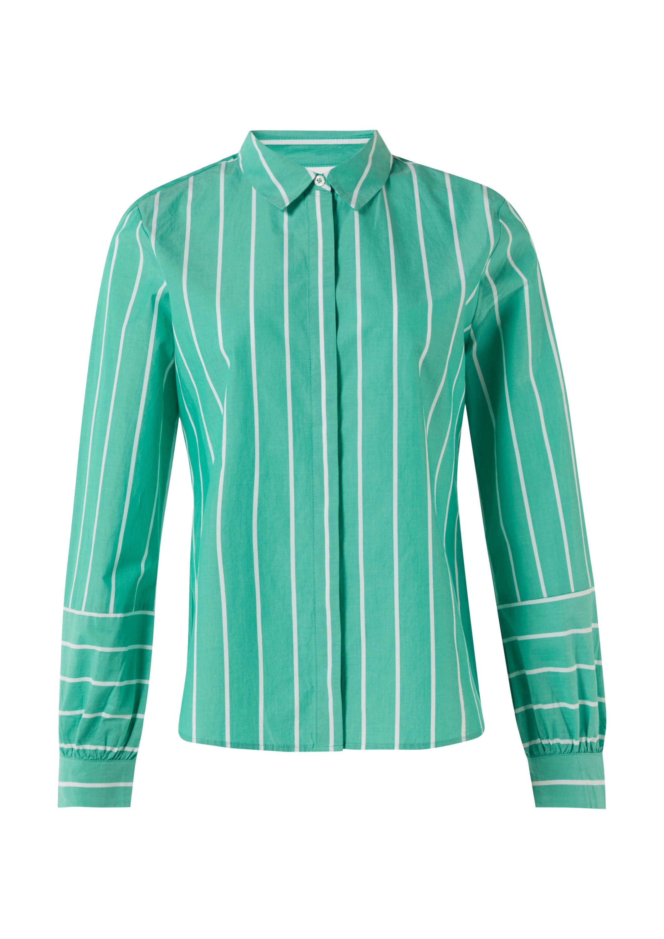 comma Langarmbluse Bluse Gestreifte Hemdbluse mit Manschetten und Teilungsnaht