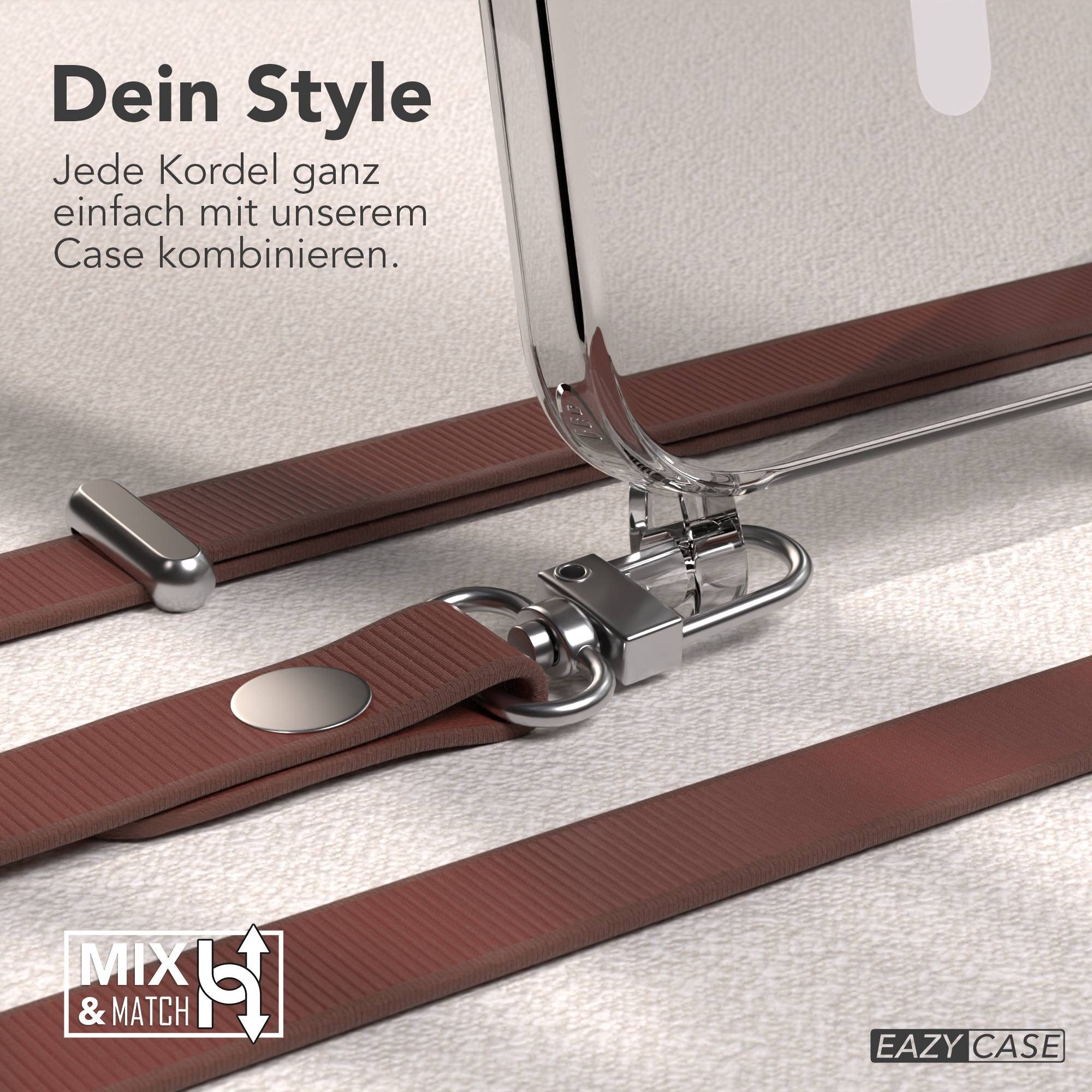 EAZY CASE Handykette für Apple iPhone 15 Handyhülle mit Handyband magnetisch, Hülle mit Handykette in Dunkelbraun MagSafe kompatibel und verstellbar