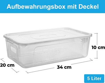 Centi Aufbewahrungsbox 4er Set – 5 Liter Plastikbox mit Deckel, Robuste Kunststoff-Box (34L x 20B x 10H cm), Kisten Aufbewahrung mit Deckel – Platzsparende + Stabile Lösung