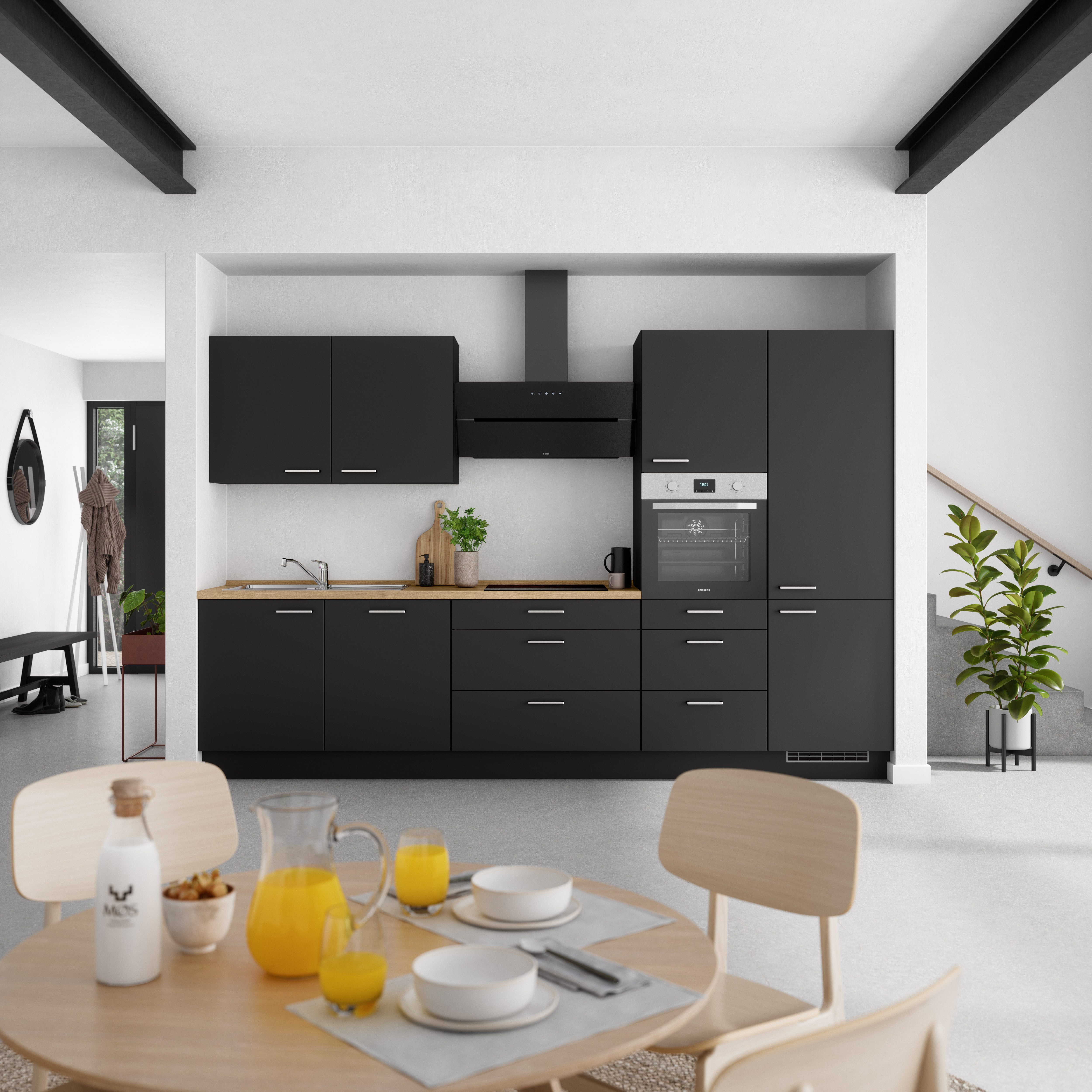 nobilia® Küchenzeile "Touch II", NEU: individuell anpassbar mit gratis Profi-Beratung, vormontiert, Breite 330 cm, Ausrichtung wählbar, wahlw. mit E-Geräten