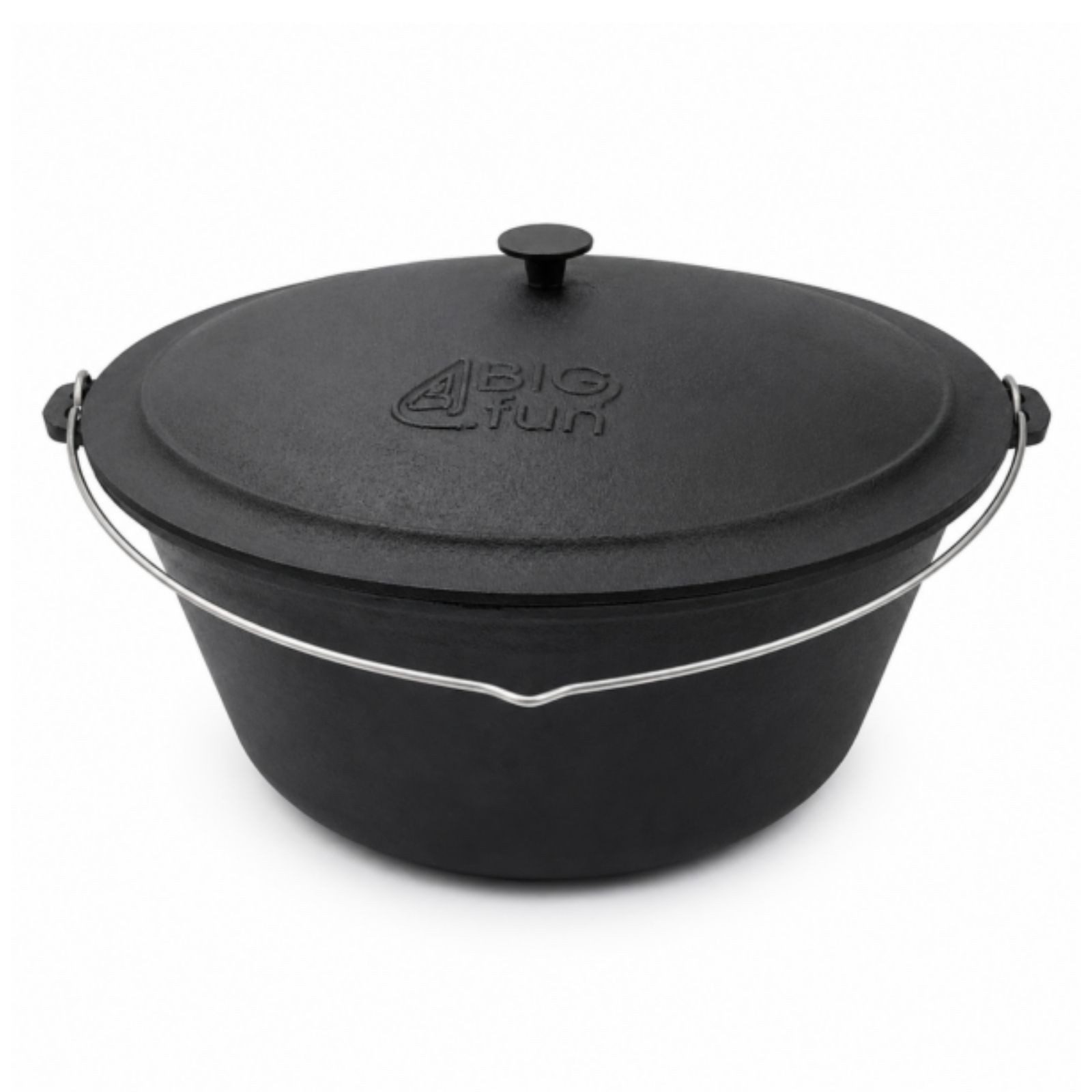 4BIG.fun Wok 4big.fun Gusseisen-Kessel 7 Liter Bügel Gusseiserner Deckel – Ø 305 mm