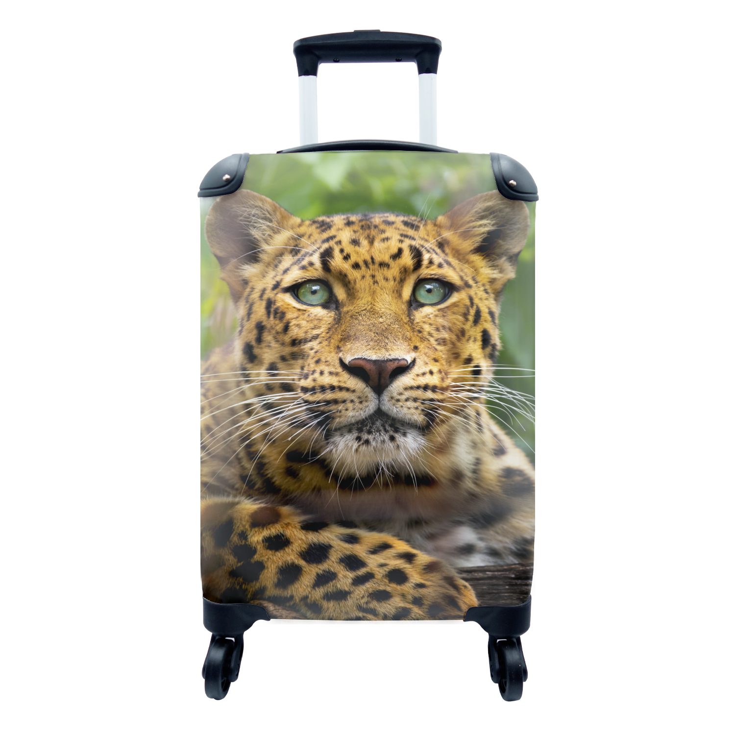 Reisetasche Handgepäck Handgepäckkoffer Ferien, rollen, Panther Reisekoffer mit Rollen, - 4 MuchoWow Trolley, Grün, - Dschungel für