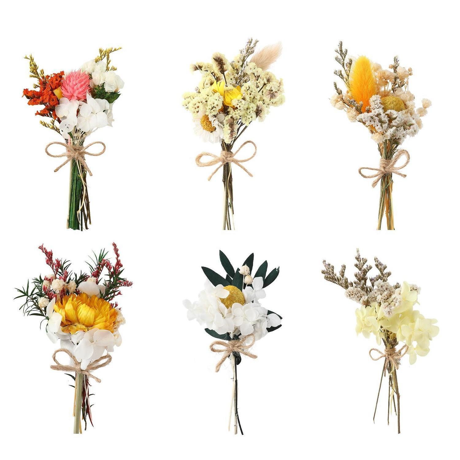 Trockenblume Trockenblumenstrauß Mini Gelb 6 Stück Boho Deko, LuxusKollektion, Höhe 5 cm