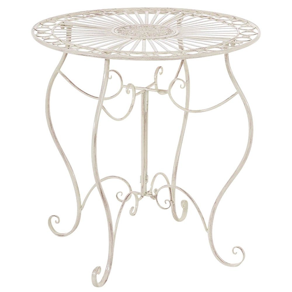 CLP Gartentisch Bistrotisch Beistelltisch Balkontisch (Spar-Set, 1-St., Ø 70 x 72 cm nostalgisch), Handgearbeitetes Eisen, Verzierungen, Patina