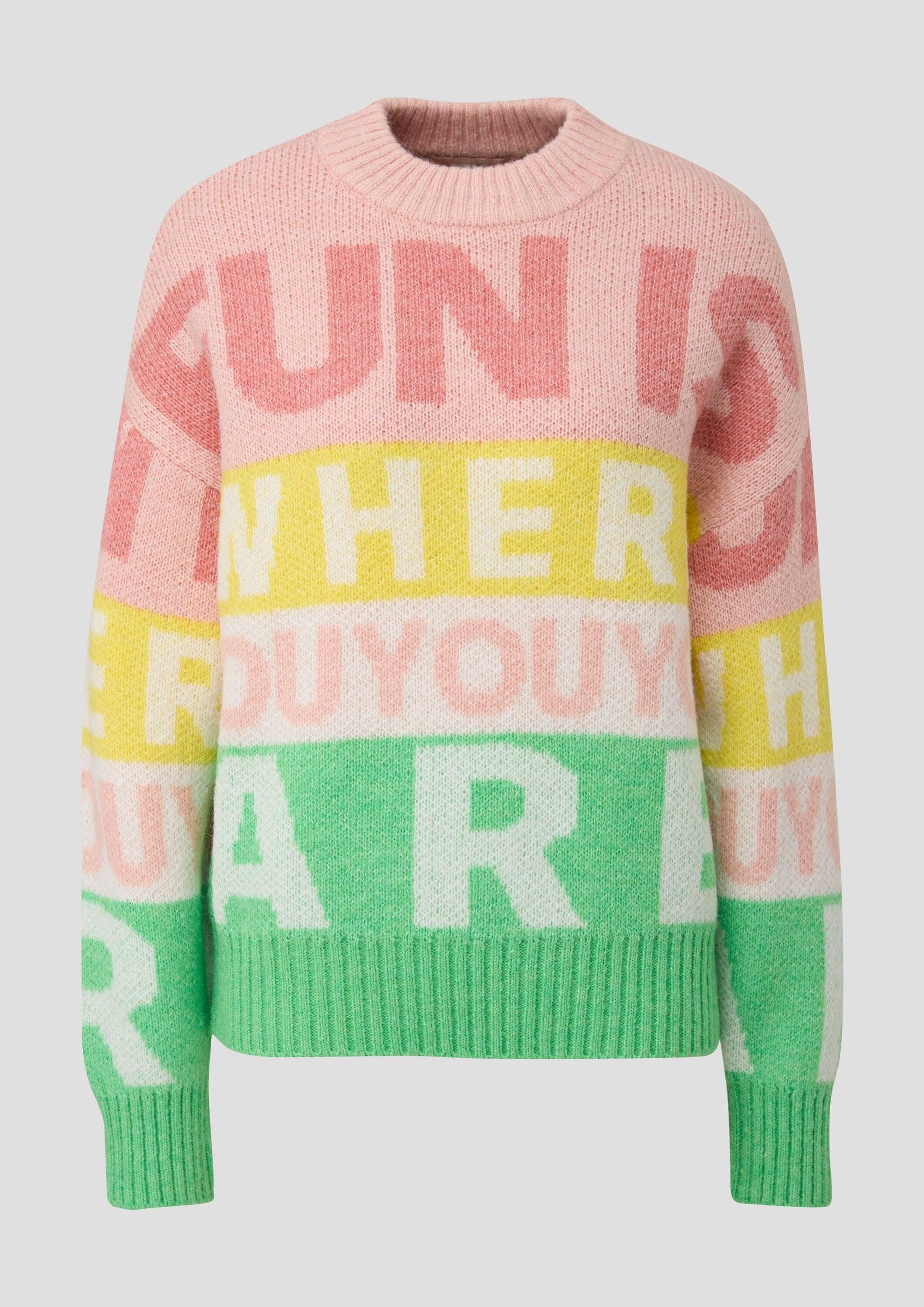 QS Longpullover Strickpullover Jacquard-Pullover aus Strick