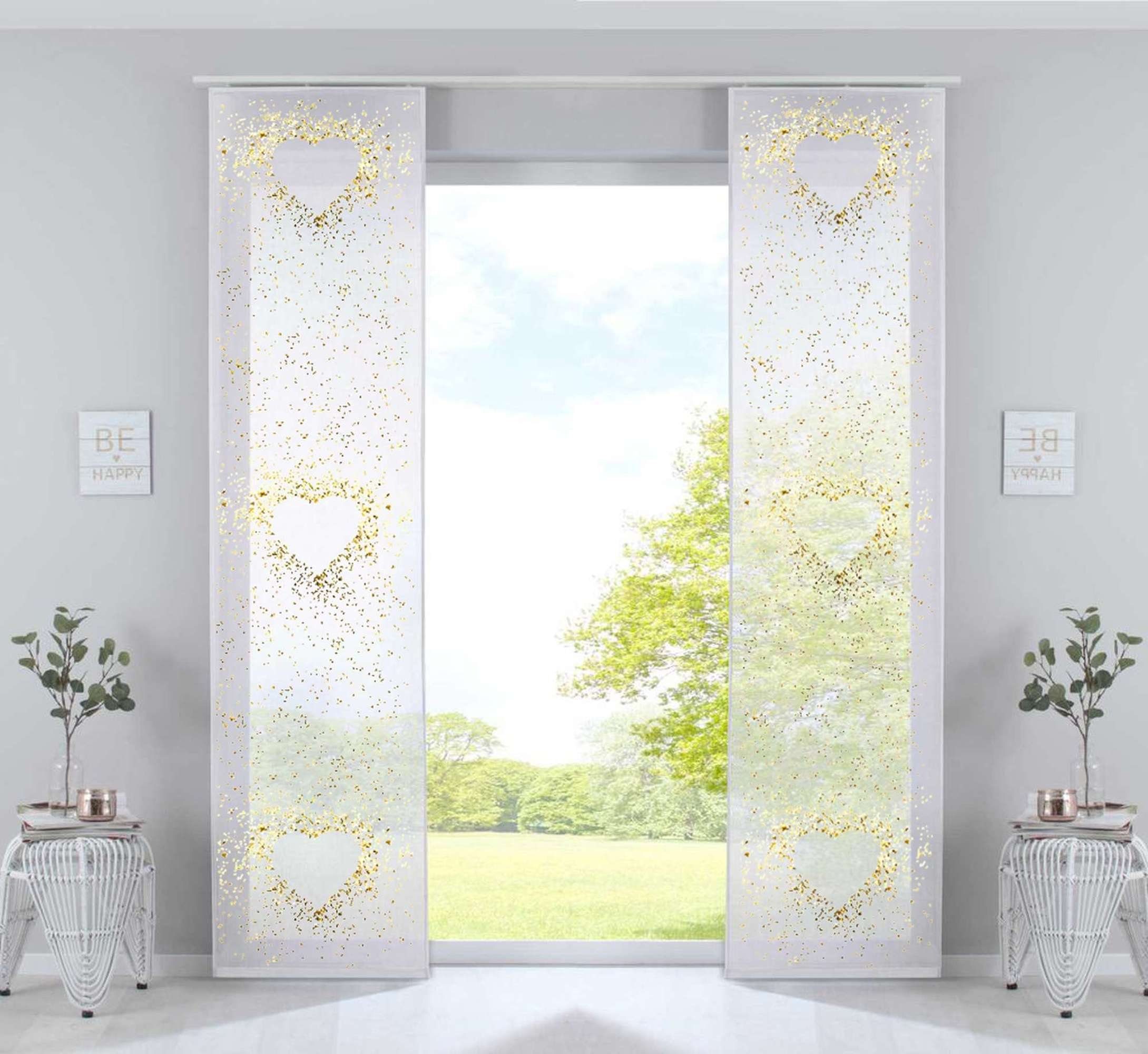 Gardinenbox Schiebegardine (2 St), Klettband, halbtransparent, 2er Set Schiebegardinen »Izmir« Voile inkl. Paneelwagen Beschwerungsst