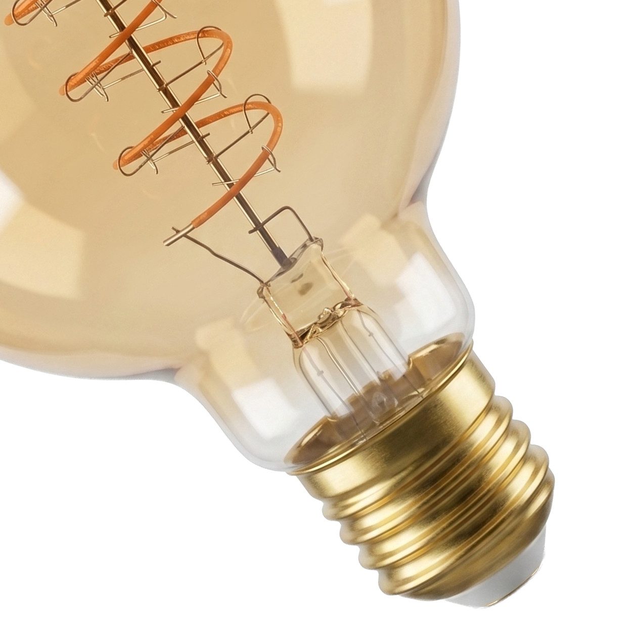 hofstein LED-Leuchtmittel 3er Set Glühbirne Extra Warmweiß dimmbar 6 Watt, 2200 Kelvin, 400 Lumen, Globe Vintage, Filament Spirale, Amber – Bild 5 von 5