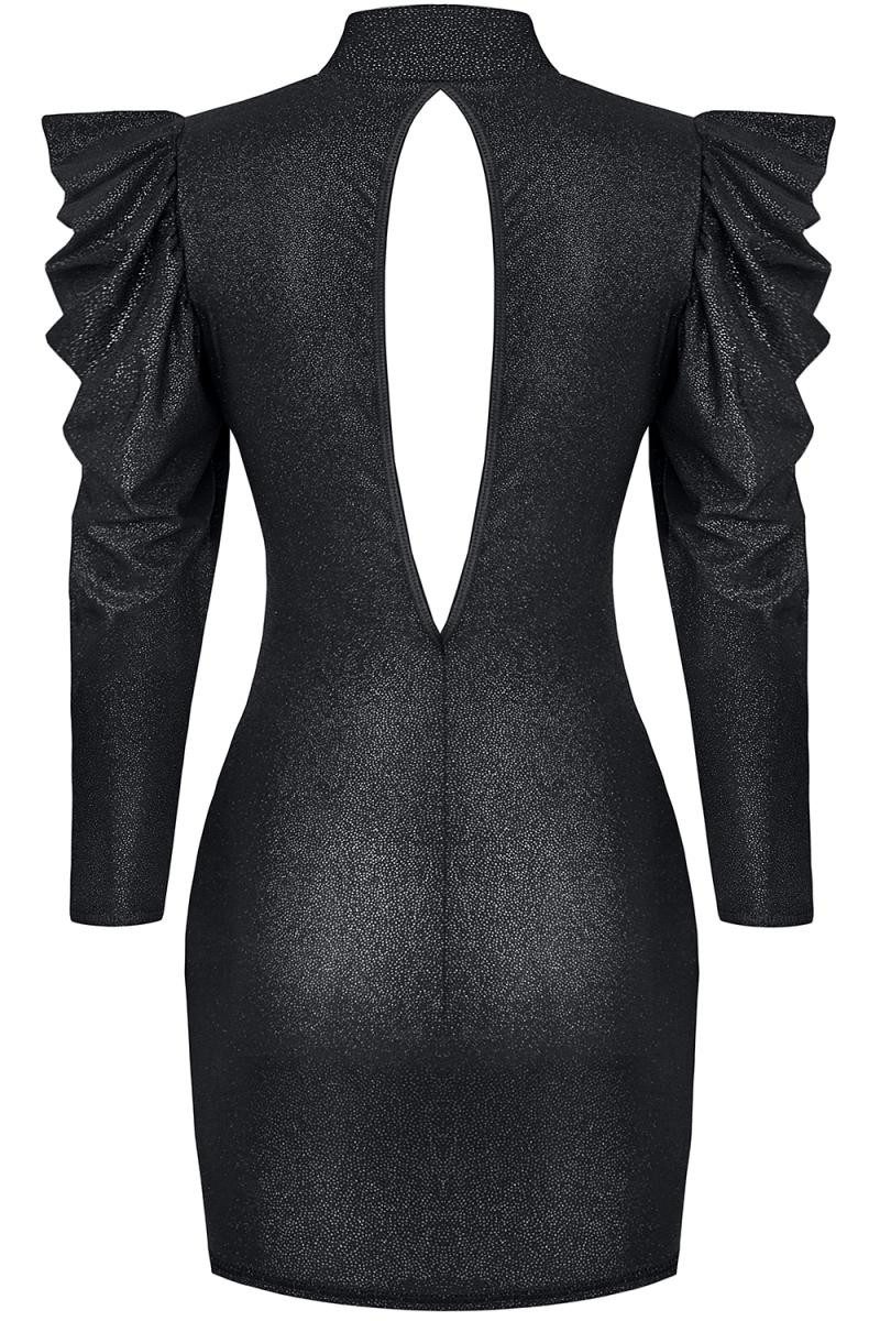 Demoniq Minikleid Schwarzes Minikleid mit langen Ärmeln, Kragen und Rückena günstig online kaufen