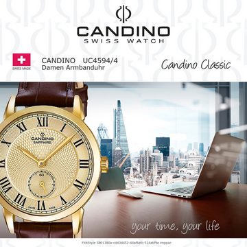 Candino Quarzuhr Candino Damenuhr Classic C4594/4, Damen Armbanduhr rund, Edelstahlarmband braun