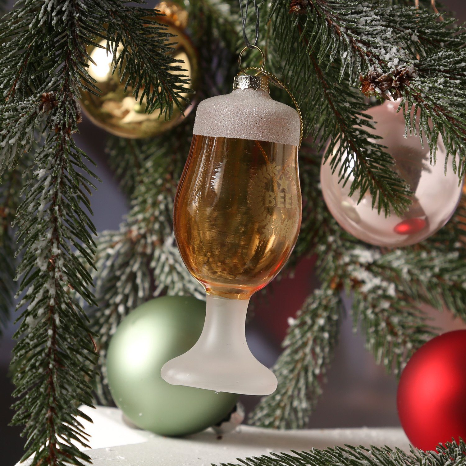Christbaumschmuck Weihnachtskugel Trinkglas BIER MARELIDA Flasche 2St Weihnachtsbaumschmuck Glas
