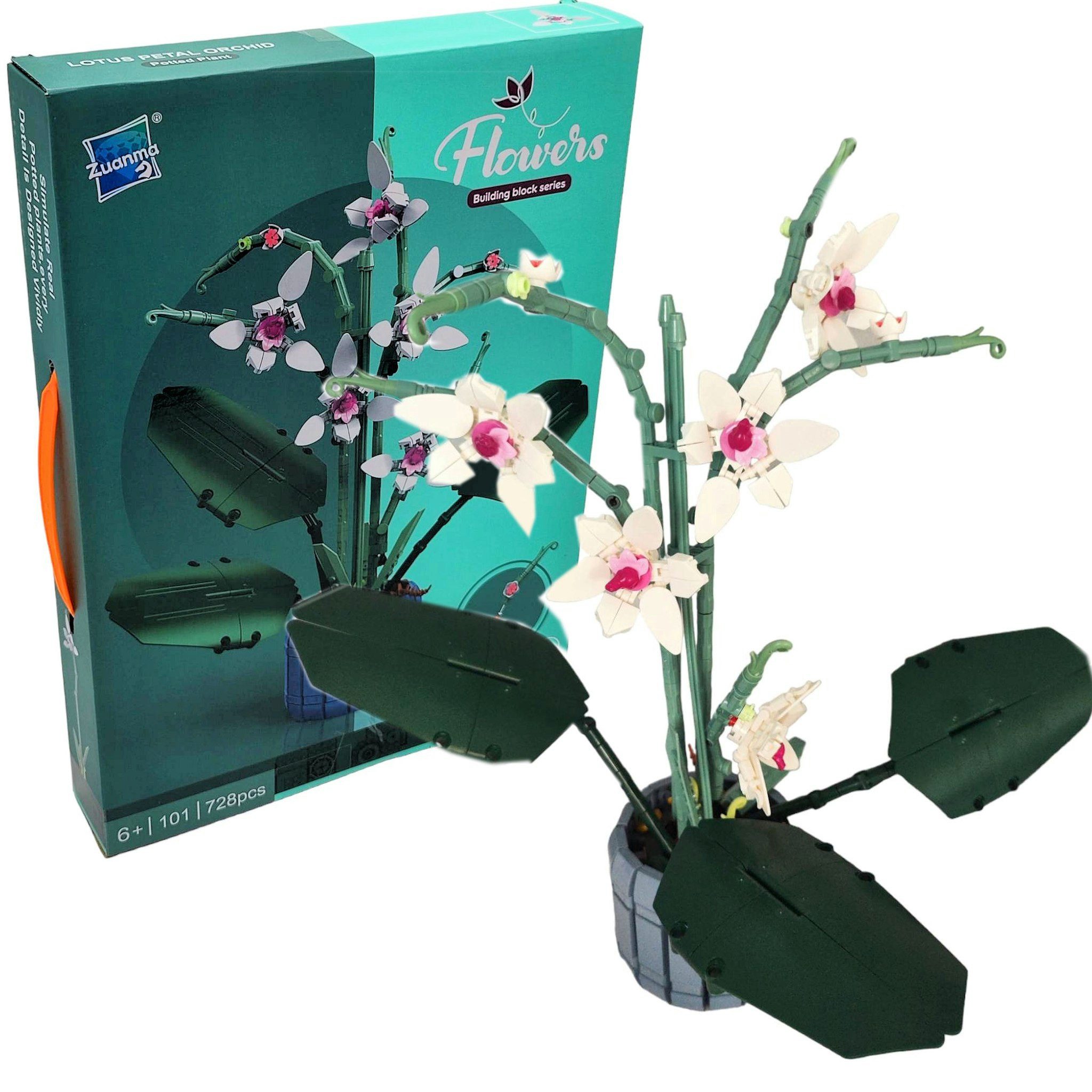 Blumen aus Blöcken, Orchidee, Bausteinset, Bauklötze, Baukasten, Spielbauklötze