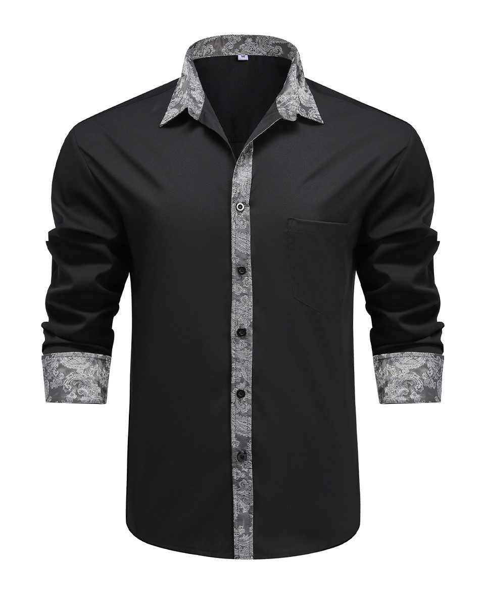 Allthemen Langarmhemd mit Stickmuster Kontrast Langarmhemd Regular Fit günstig online kaufen