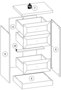 Feldmann-Wohnen Schubkastenkommode Boston (1 St), 56,8cm Pinie skandinavisch weiß eiche lefkas Landhaus-Stil