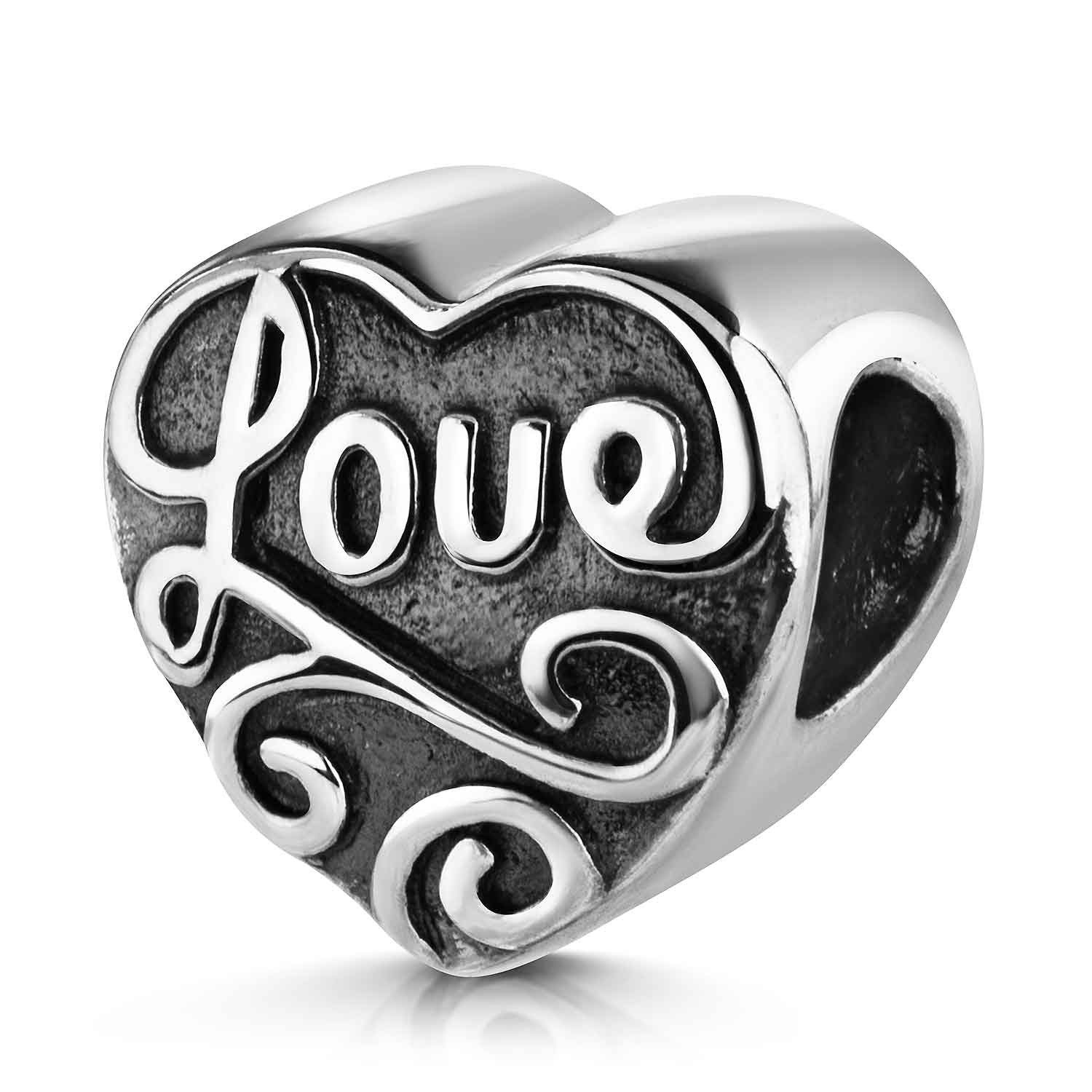 Materia Bead Bead Love/Liebe antik oxidiert 752, 925 Sterling Silber