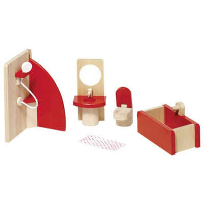 Gollnest & Kiesel Puppenmöbel Puppenmöbel Badezimmer 5ltg aus Holz für Kinderpuppenhaus 51717 (5tlg), Mit Dusche, Badewanne, Toilette