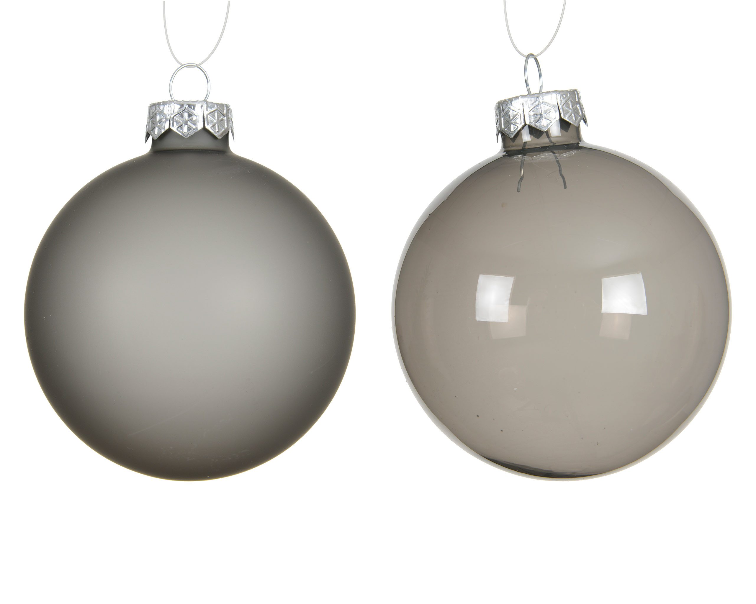 Kaemingk Weihnachtsbaumkugel, Weihnachtskugeln Glas 8cm 4 Stück - Zart Grau transparent