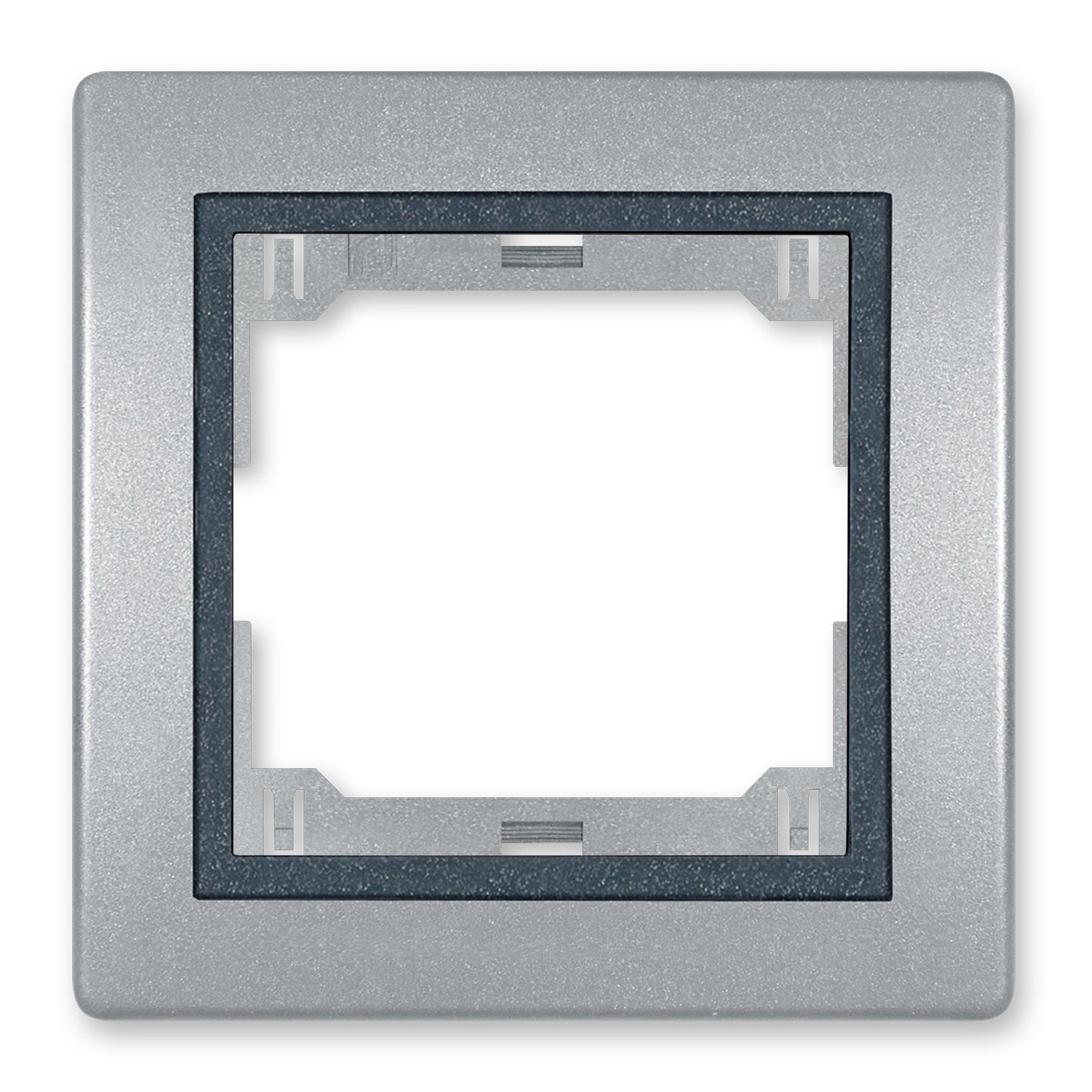 Aling Conel Unterputz-Steckdose Abdeckrahmen 1-fach (mit Zwischenrahmen) Silber, Packung, VDE-zertifiziert