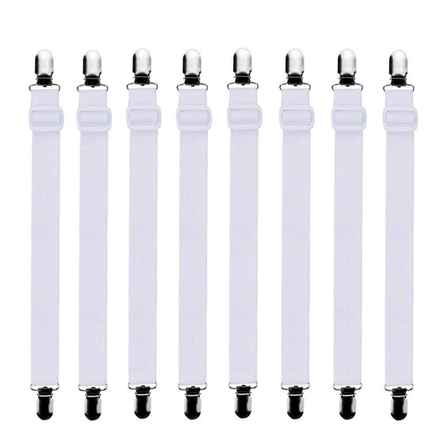 LuxusKollektion Spanngurt Bettlakenspanner verstellbar 8tlg Weiß (8-St)