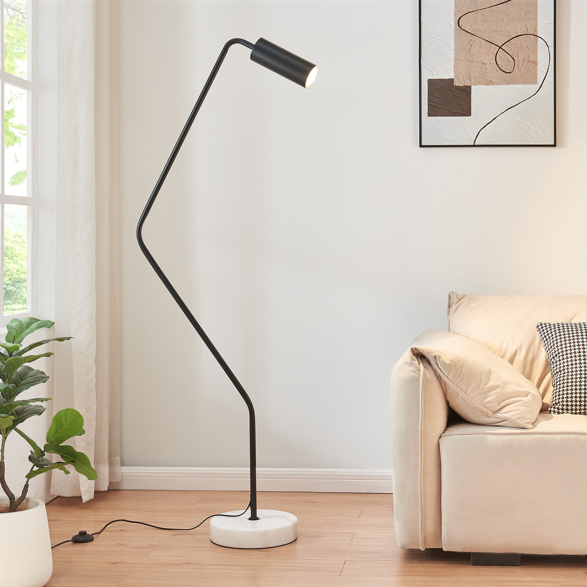 lux.pro Stehlampe, ohne Leuchtmittel, »Vatka« GU10 aus Metall und Marmor Spot Schwarz/Marmor, weiß