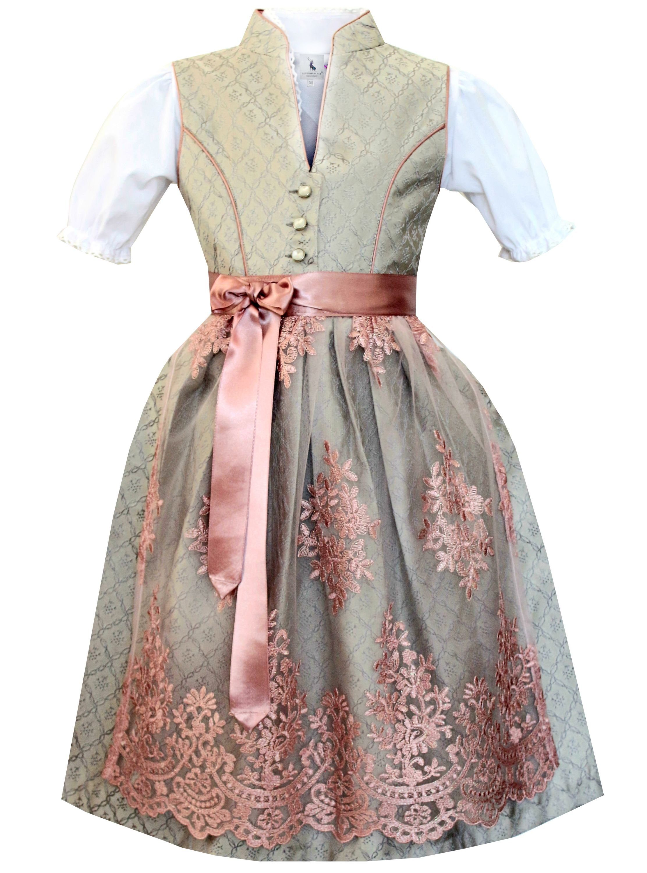 Alpenmärchen Дирндль Kinderdirndl Ruby in Rosa und Grau - ALM-K966