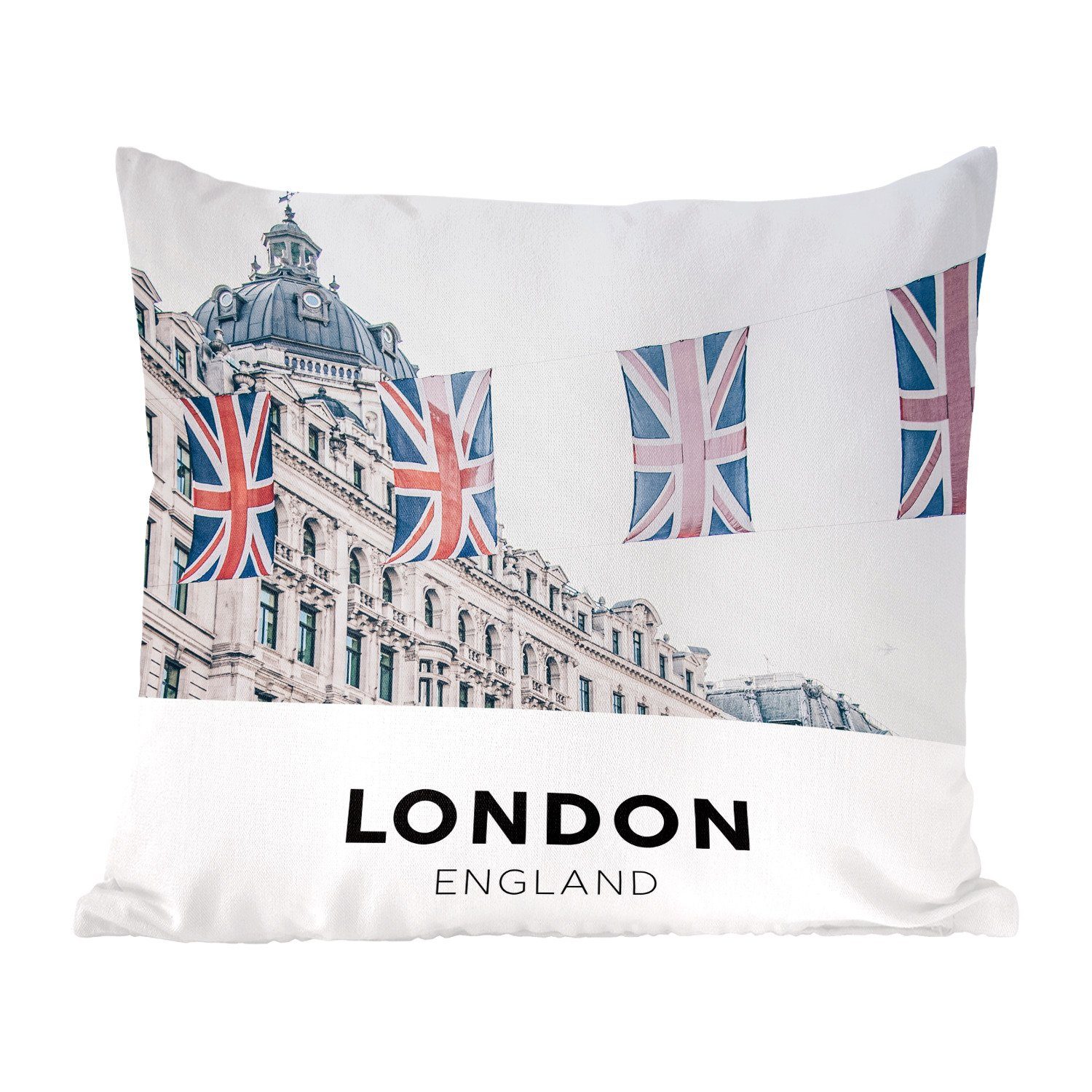 MuchoWow Dekokissen London - Flagge - England, Zierkissen mit Füllung für Wohzimmer, Schlafzimmer, Deko, Sofakissen