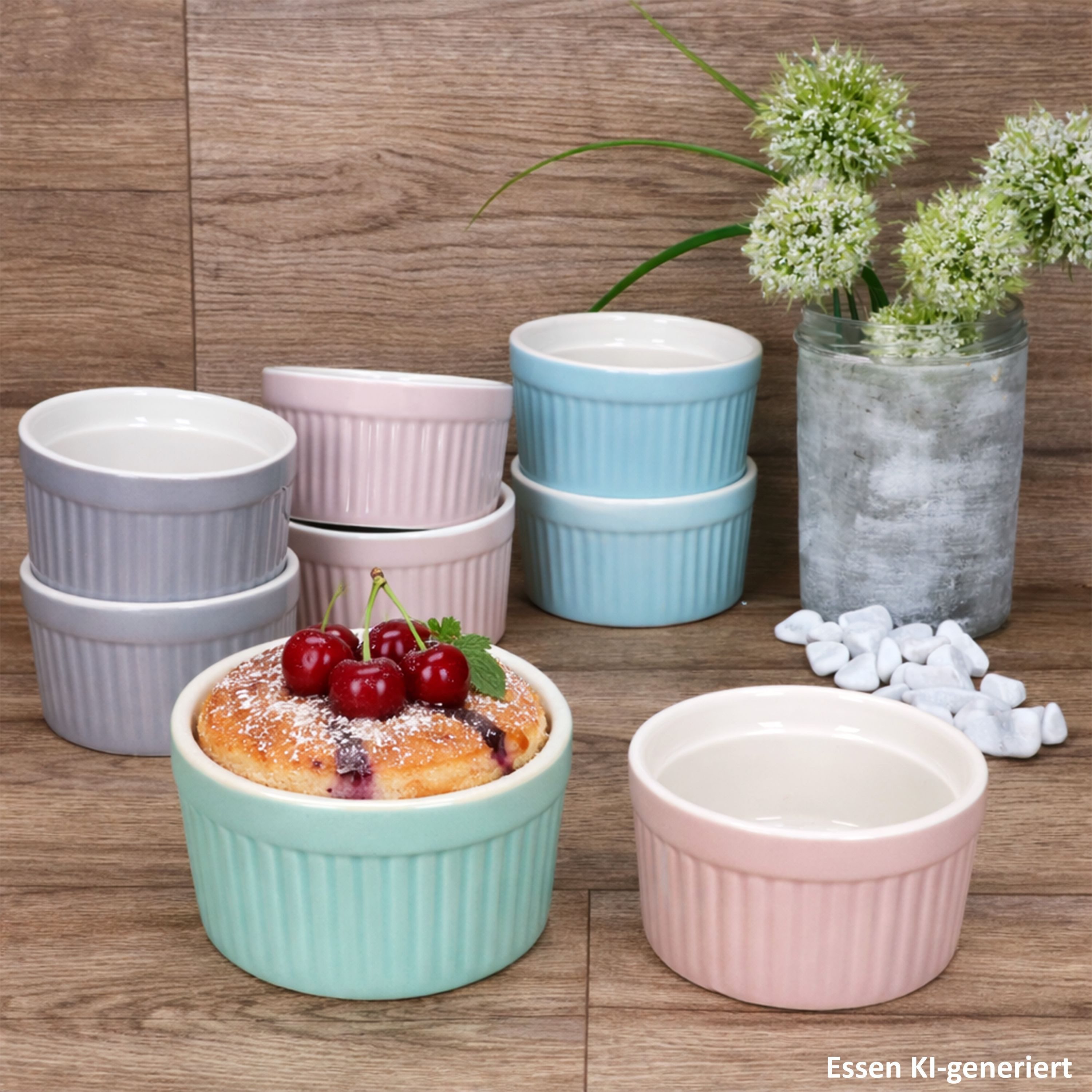 MamboCat Auflaufform MamboCat 8er Set Emilia Soufflé Förmchen Porzellan bunt Auflaufform, Porzellan – Bild 5 von 5