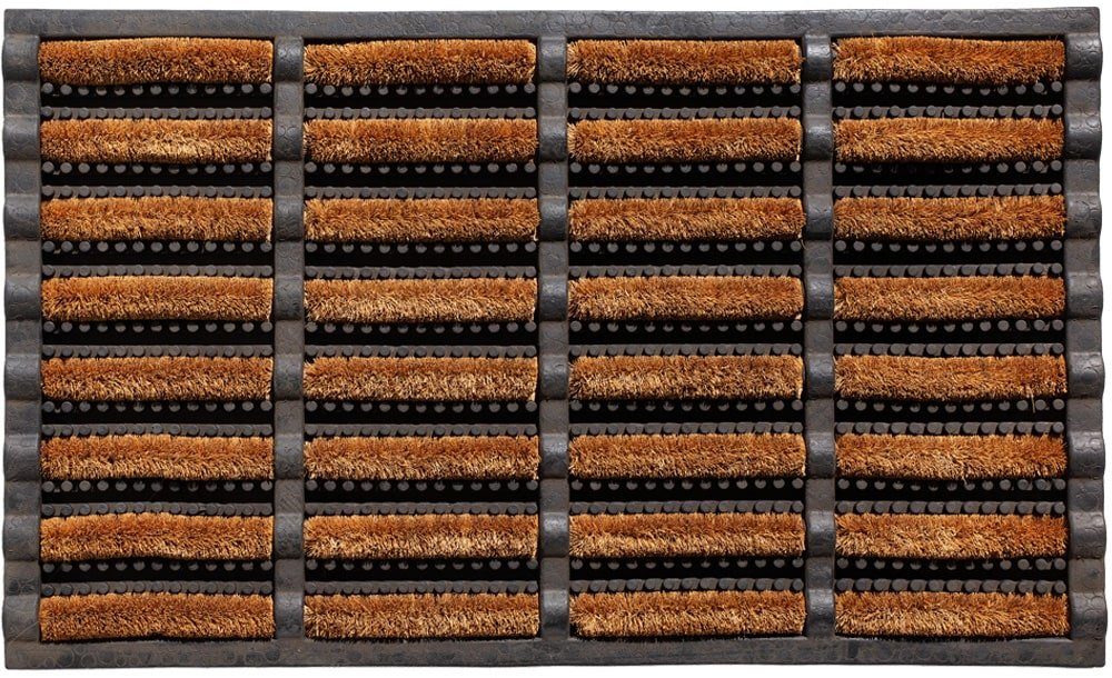 Fußmatte Kokosmatte natur als aussen Gummi Sauberlaufmatte, matches21 HOME & HOBBY, rechteckig, Höhe: 25 mm, Kokos Bürsten Tür-Matte als Outdoor Schmutzfangmatte 40x60 cm