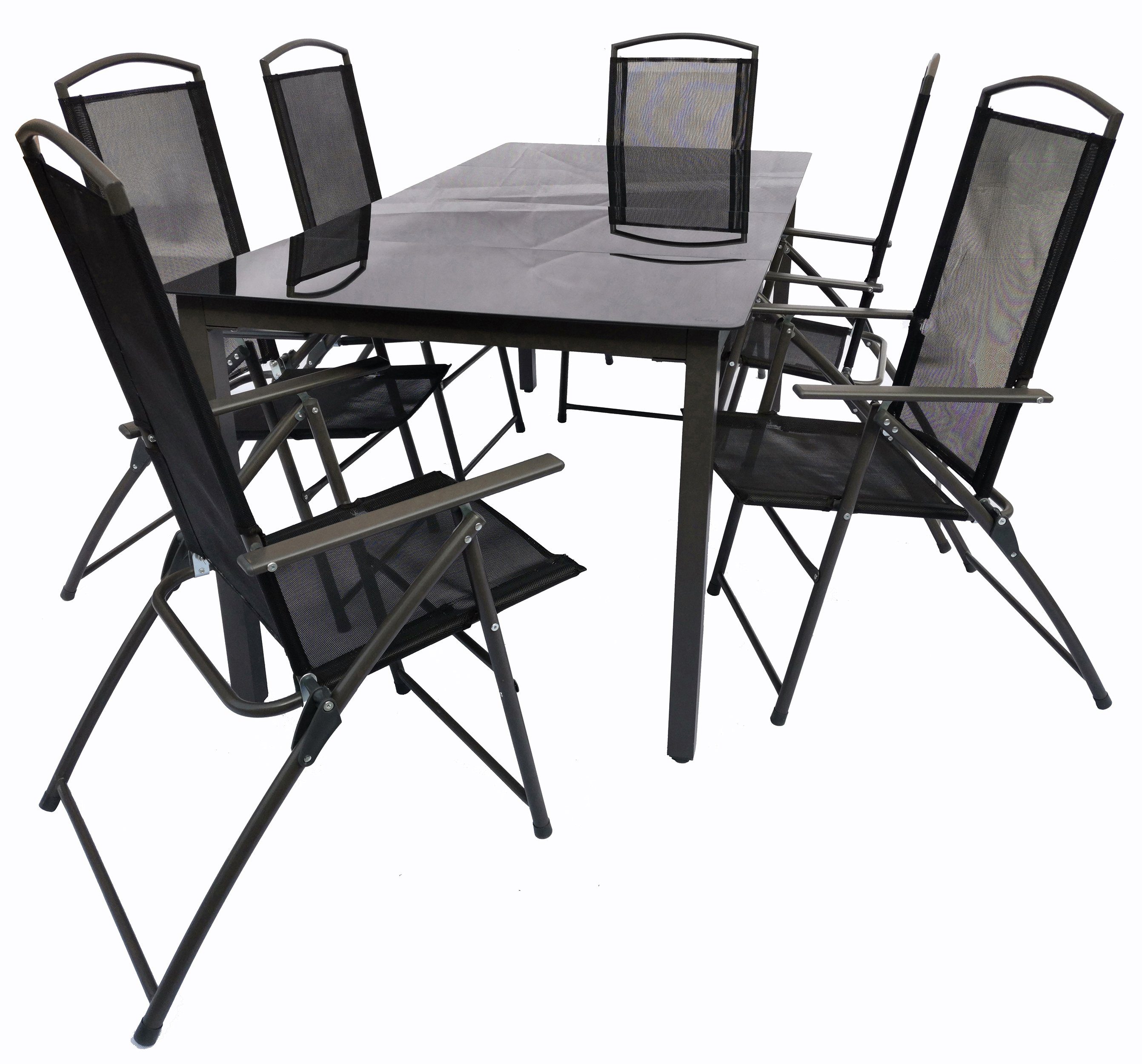 VCM Garten-Essgruppe 7-tlg Sitzgruppe Gartenmöbel Tisch Stühle Set 189S