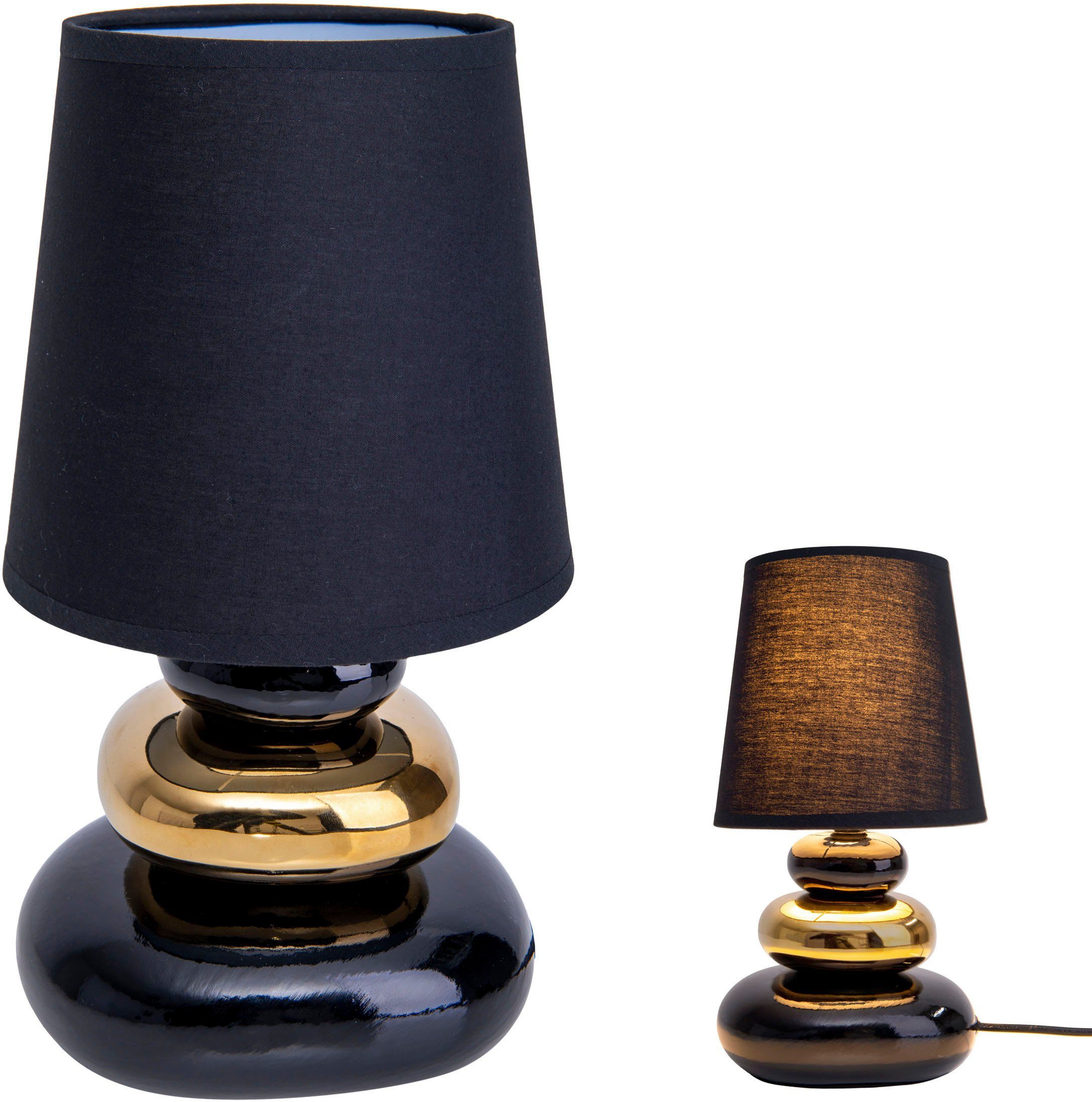näve Tischleuchte Stoney, ohne Leuchtmittel, mit Keramikfuß und Textilschirm, 1xE14/max.40W schwarz | Tischlampen