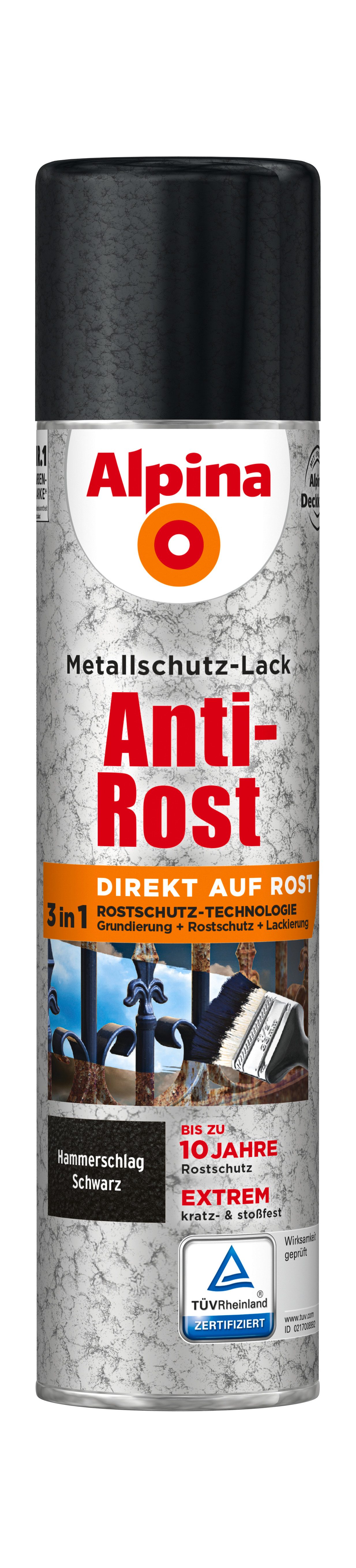 Alpina Metallschutzlack Metallschutzlack Anti-Rost Hammerschlag 400ml Sprühdose matt