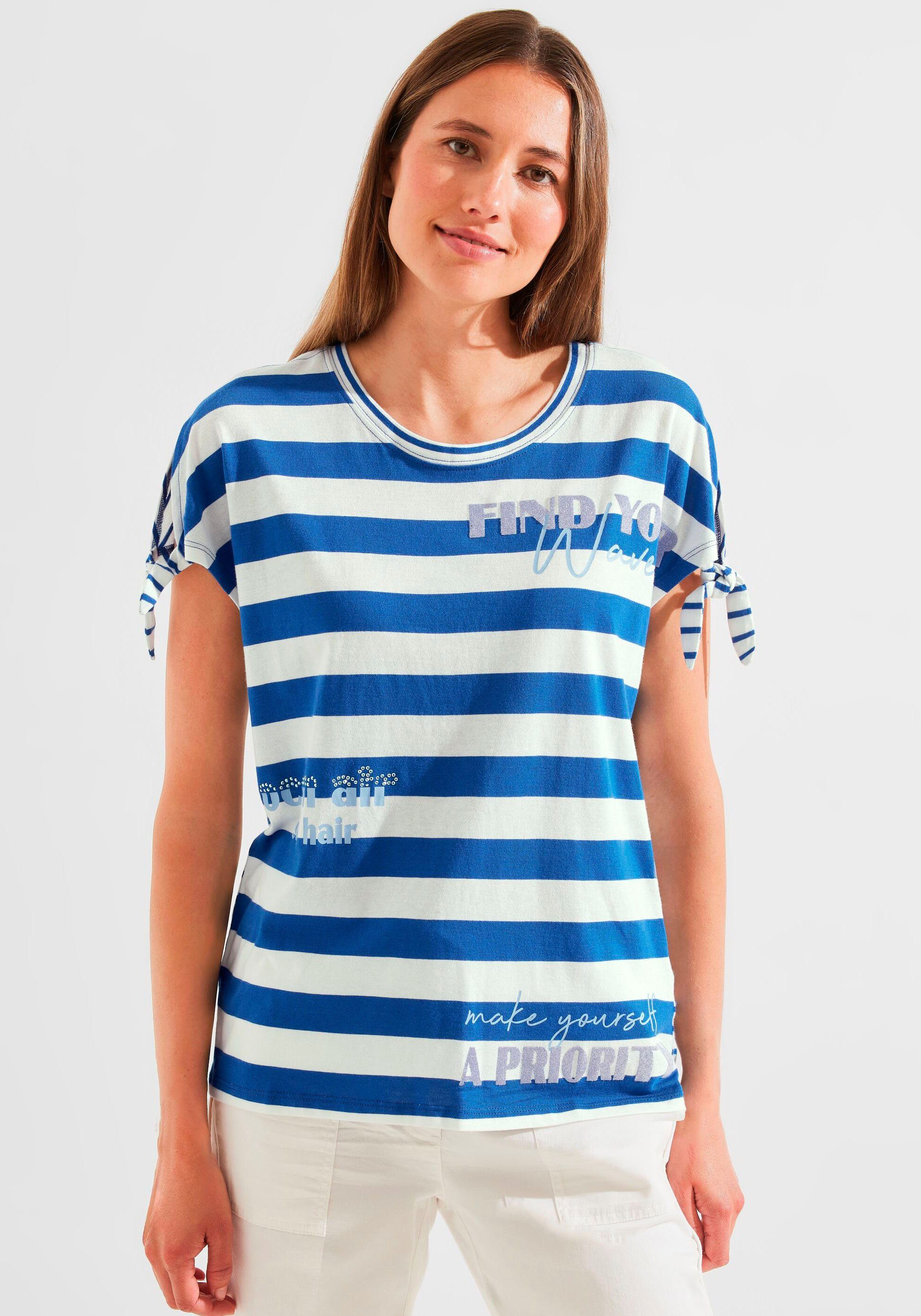 sea mit Kurzarmshirt blue Schriftzügen Cecil