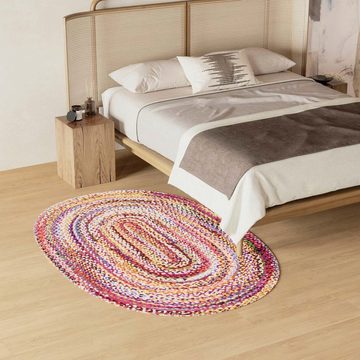Teppich Indigo Stripy, morgenland, oval, Höhe: 7 mm, beidseitig verwendbar, Baumwolle