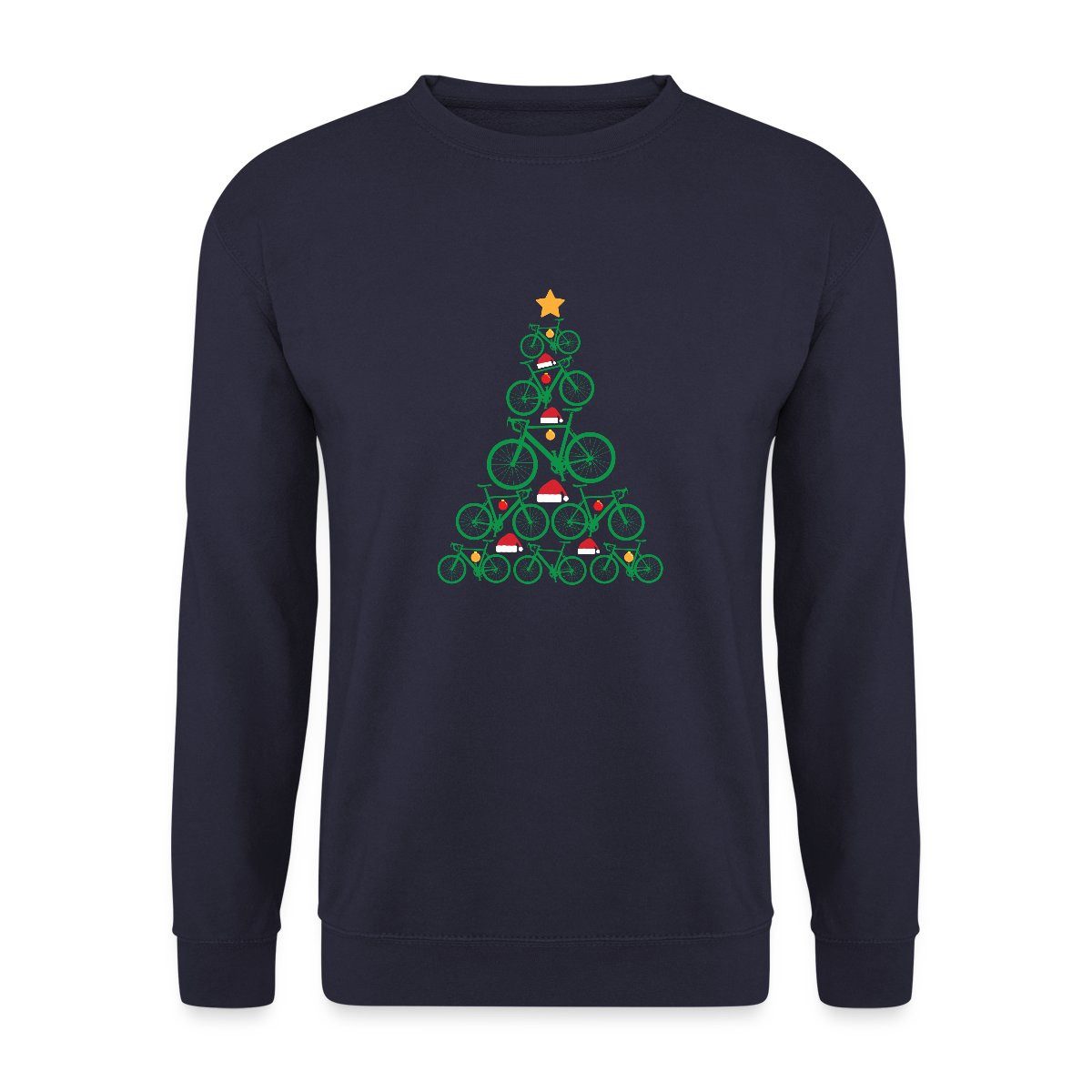 Sweatshirt Fahrrad Weihnachtsbaum Mit Santa Unisex Pullover