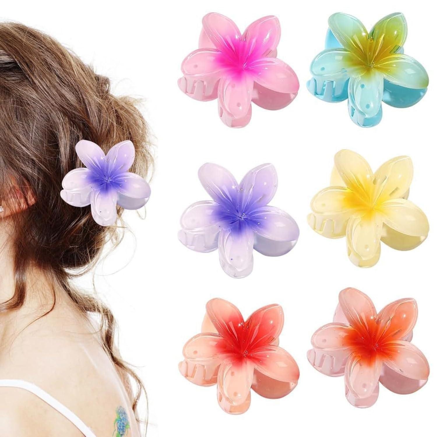 Aucuu Haarclip Blumen-Haarklammern 6 Stück Mehrfarbige Acryl Haarspange Rutschfest
