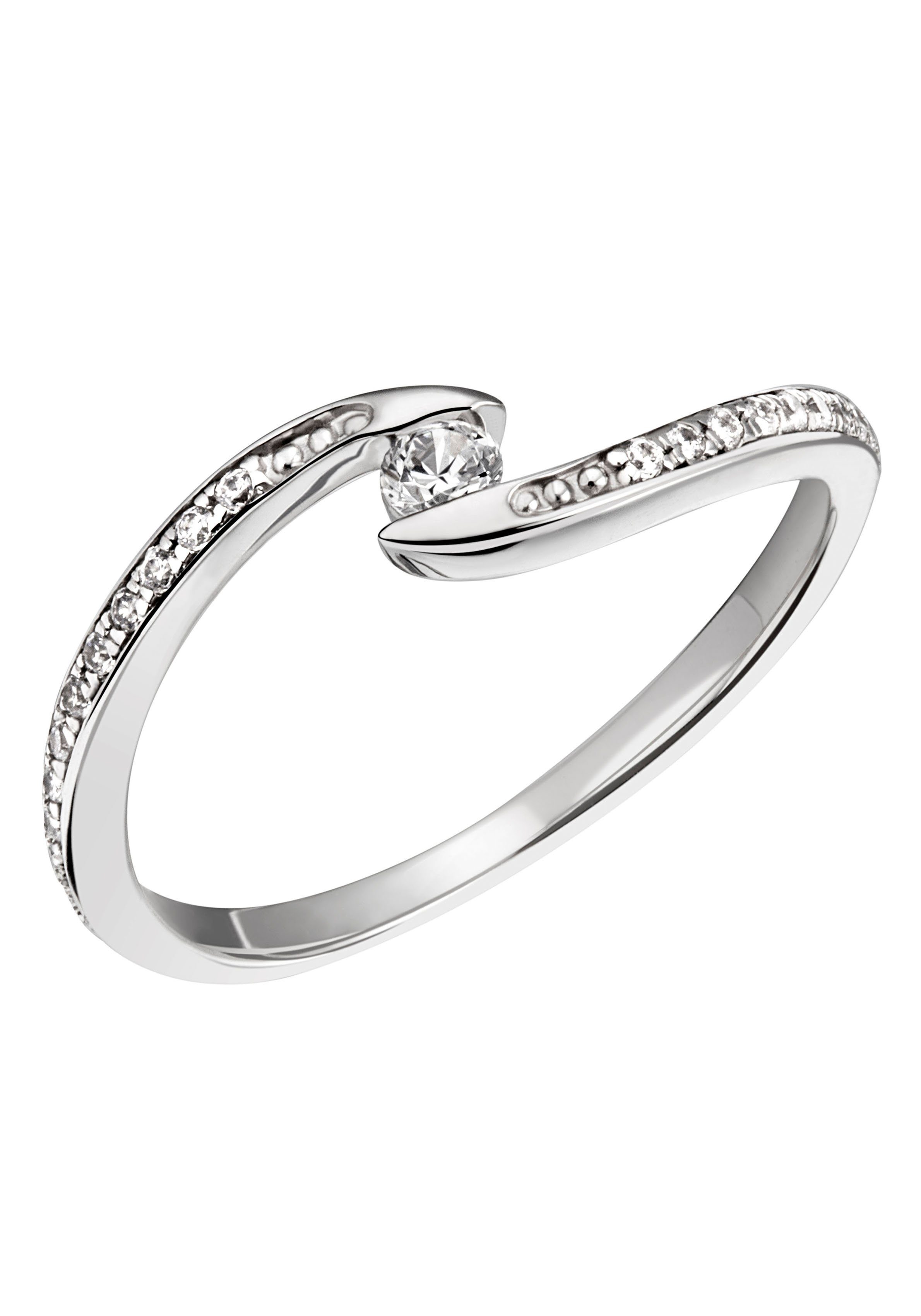 Fingerring Schmuck Geschenk Silber 925 Silberring Ring Welle glitzernd