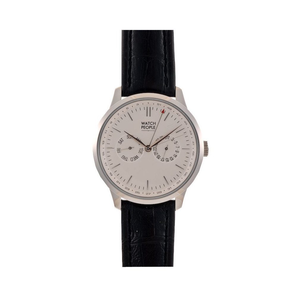 Watchpeople Quarzuhr Herren Multifunktionsuhr Tyro Edelstahl Schwarz Silber WP-9000555, Wochentag, Tag, Kalenderwoche