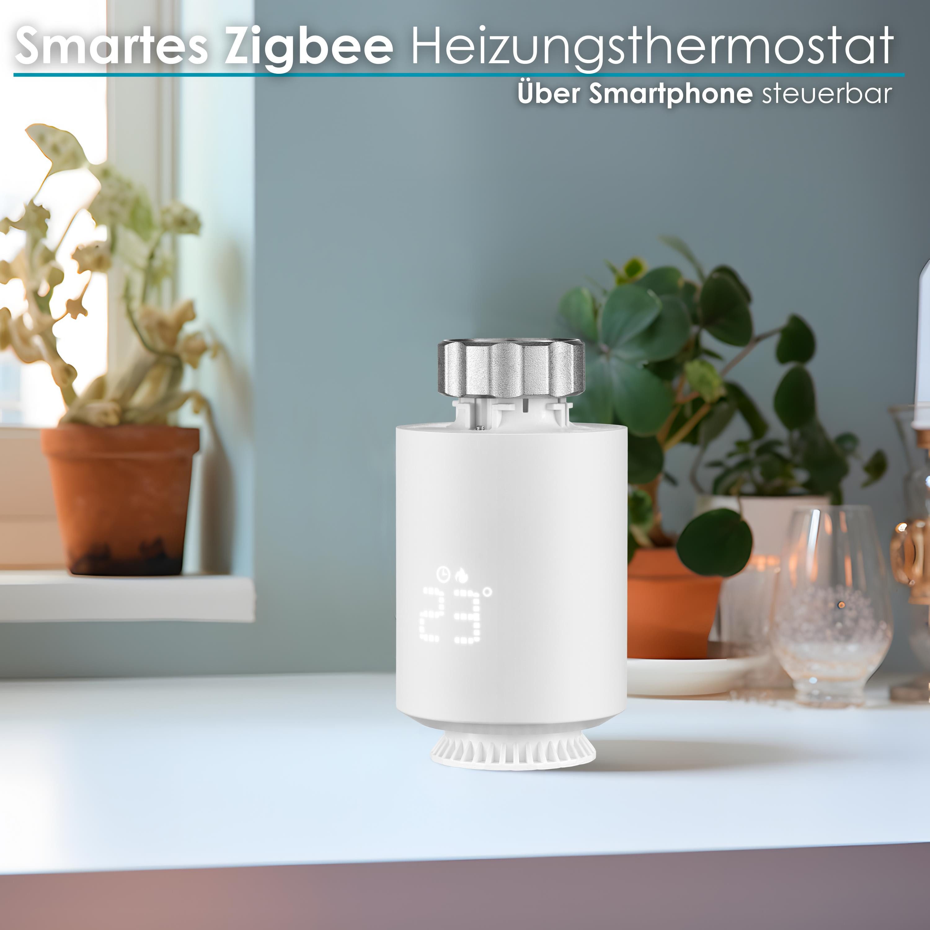 echos Heizkörperthermostat Zigbee Eco-4160, (Packung, 1 St) Kindersicherung, Zeitpläne, Frostschutz, energiesparend, Smartlife APP