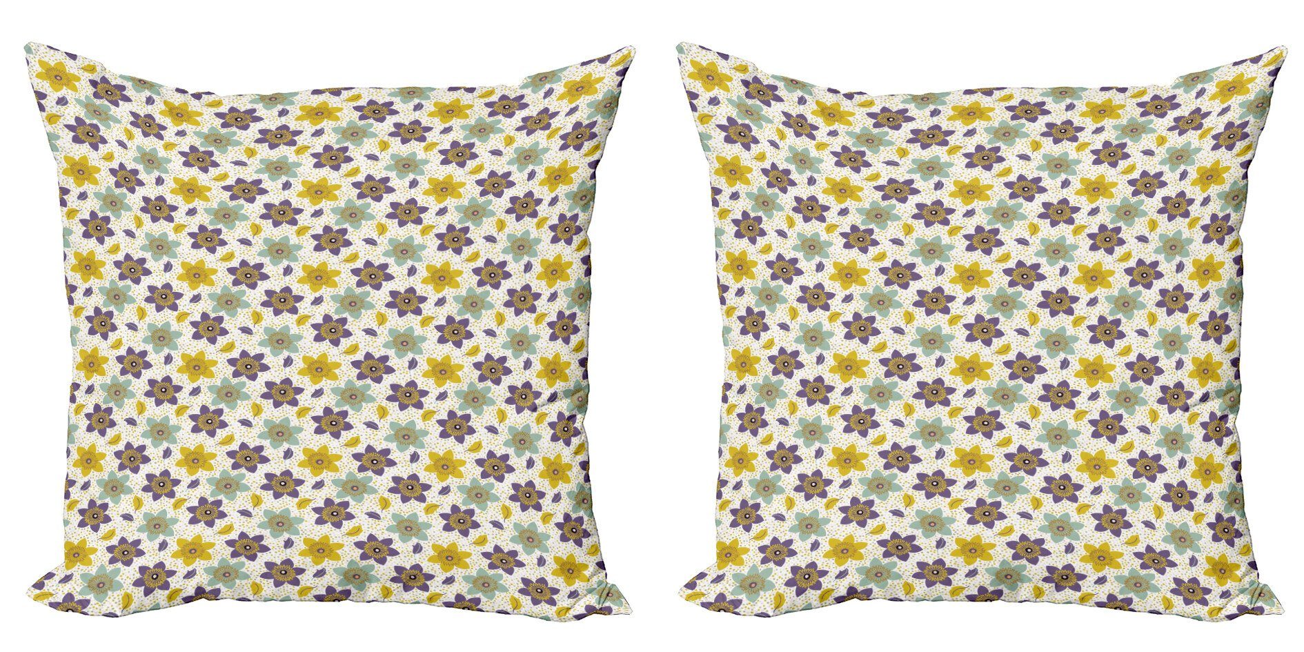Abakuhaus Digitaldruck, (2 Blumen Doppelseitiger und Accent Stück), Modern Kissenbezüge Dots Kreative Blumen