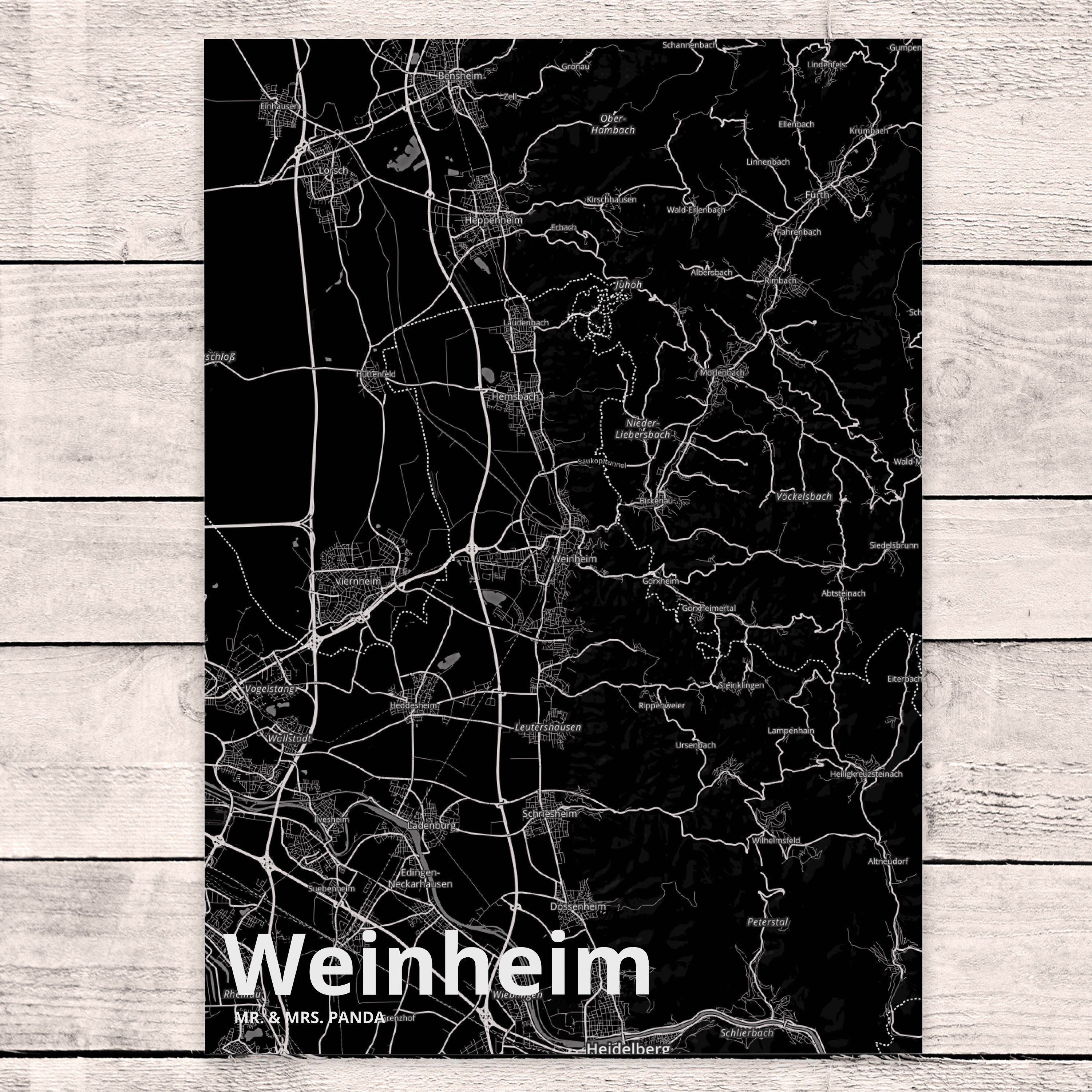 Mr. & Mrs. Panda Postkarte Stadtplan, Karte Landkarte Map - Dankes Stadt Dorf Weinheim Geschenk